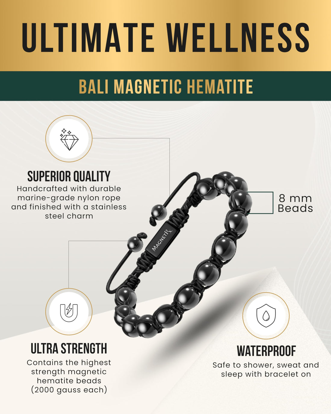 Copper Jewelry--MagnetRX® Magnetic Bracelets for Men & Women – MAX Strength Magnetic Hematite & Copper Bracelet with 8mm Solid Copper Beads (Double Copper), TCoU Recommendations from Amazon Products