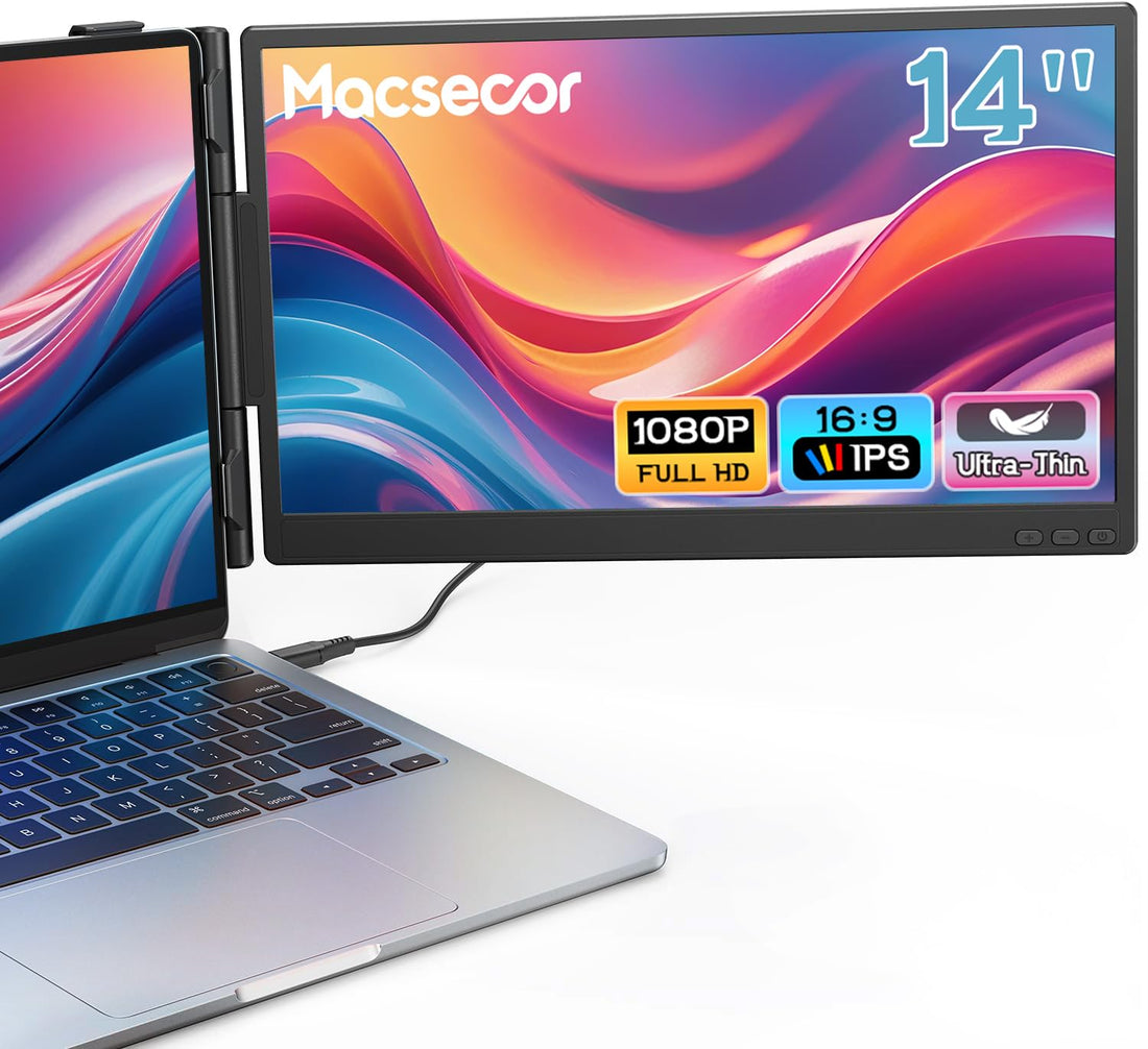 XX-Shop Amazon Products-TCoU affiliate--Laptop Screen Extender, 14'' FHD 1080P Ultra-Slim Triple Portable Monitor for Laptops, Two Cable USB-C Travel Monitor Extender Plug & Play for 13"-17" Laptop, Compatible with Wins/Mac/Android/Chrome