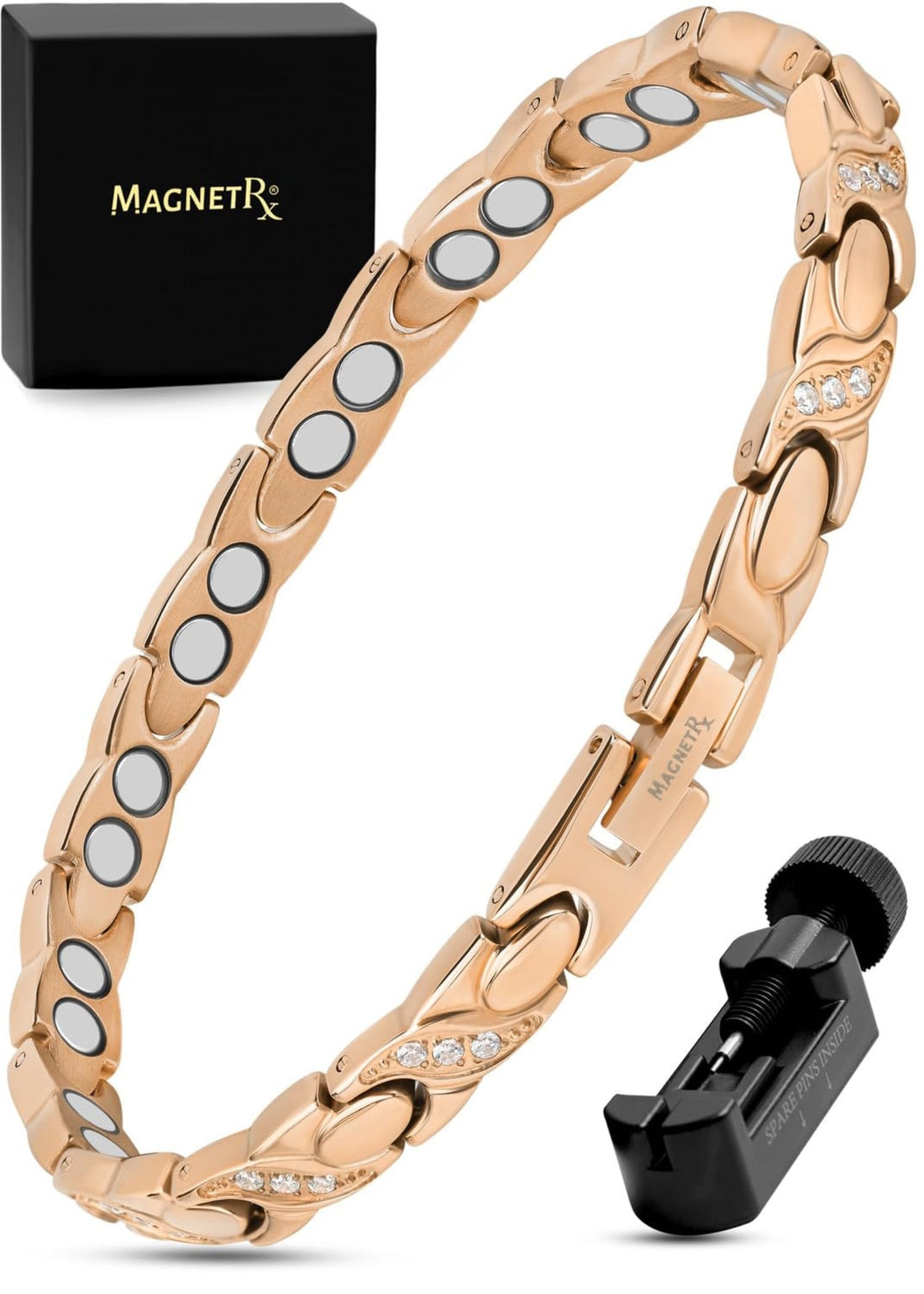 MagnetRX® Magnetic Bracelets for Women — Premium Four Leaf Clover Bracelet with Crystals and Ultra Strength Magnets — Adjustable Length with Included Sizing Tool (Gold), TCoU Recommendations from Amazon Products