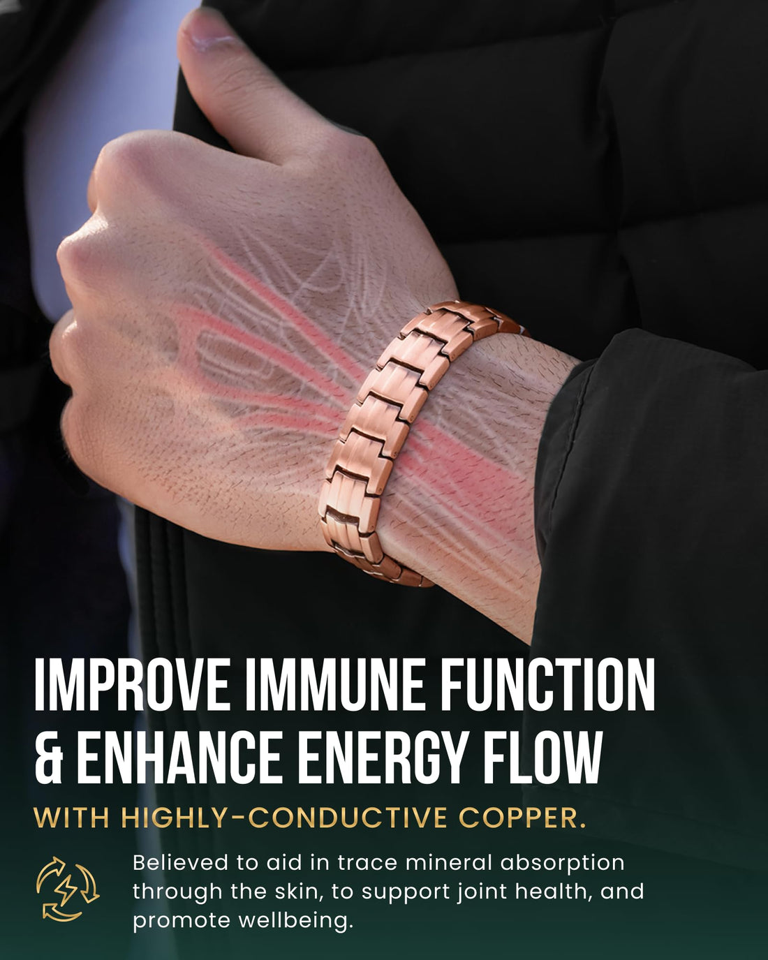 MagnetRX® Magnetic Copper Bracelet for Men — EllipseMAX 5X Strength 5,000 Gauss Magnets — Designed in USA & Patent Pending — Premium Mens Copper Bracelet with Adjustable Length, TCoU Recommendations from Amazon Products