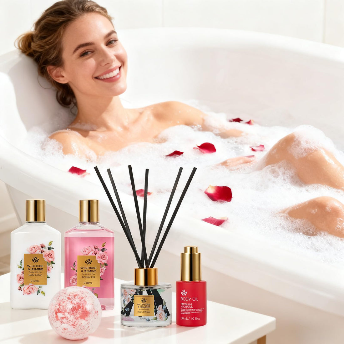 Gift Basket --35 Pcs Mothers Day - Gifts for Mom, Honey & Almond Bath & Body Gift Basket for Women, Face Skin Care Kit, Home Spa Basket Gift Set, Self-Care Gift Kit, Necklace, Birthday, Anniversary, Wife, TCoU Recommendations from Amazon Products