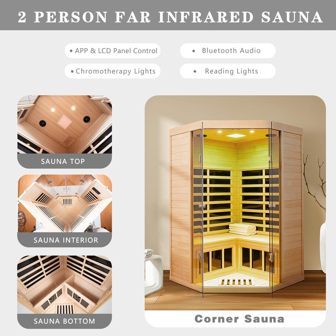 Home Sauna--Smart APP Control 2-3 Person Ultra Low EMF (0-5mG) Far Infrared Sauna for Home, 1520W Hemlock Wood Sauna Room with Bluetooth Speaker & Chromotherapy Lights, LCD Touch Panel, Constant Temperature Cover-TCoU Recommendations from Amazon Products