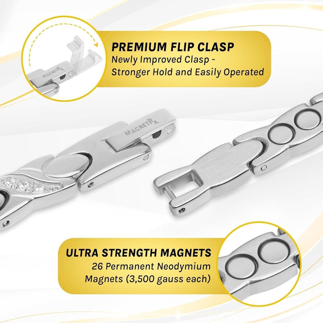 MagnetRX® Magnetic Bracelets for Women — Premium Four Leaf Clover Bracelet with Crystals and Ultra Strength Magnets — Adjustable Length with Included Sizing Tool (Gold), TCoU Recommendations from Amazon Products