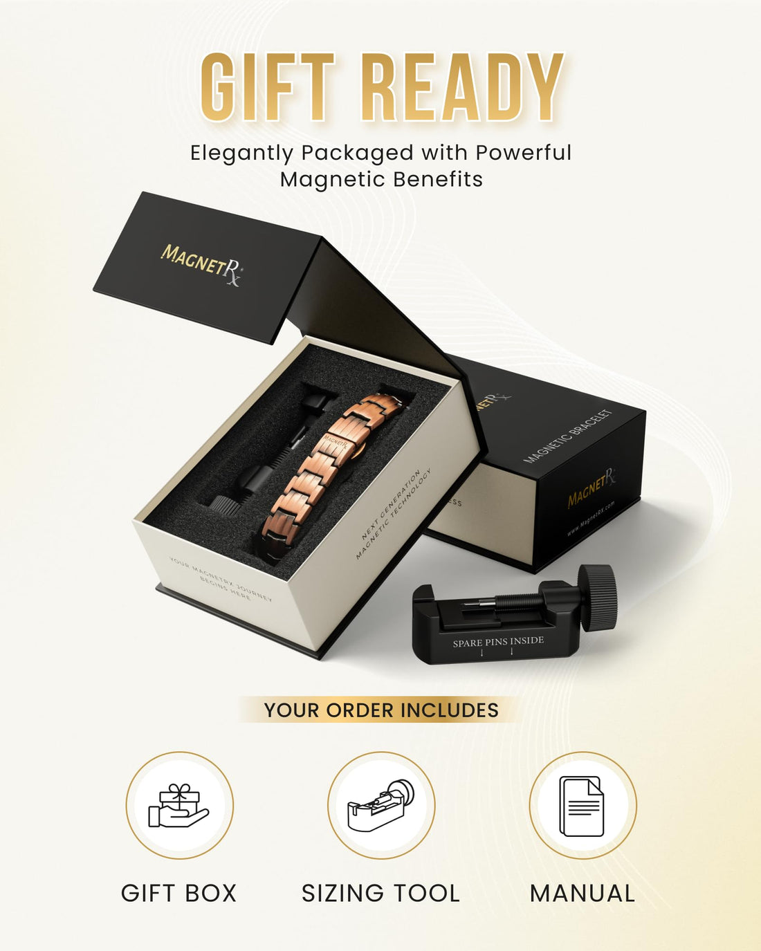 MagnetRX® Magnetic Copper Bracelet for Men — EllipseMAX 5X Strength 5,000 Gauss Magnets — Designed in USA & Patent Pending — Premium Mens Copper Bracelet with Adjustable Length, TCoU Recommendations from Amazon Products