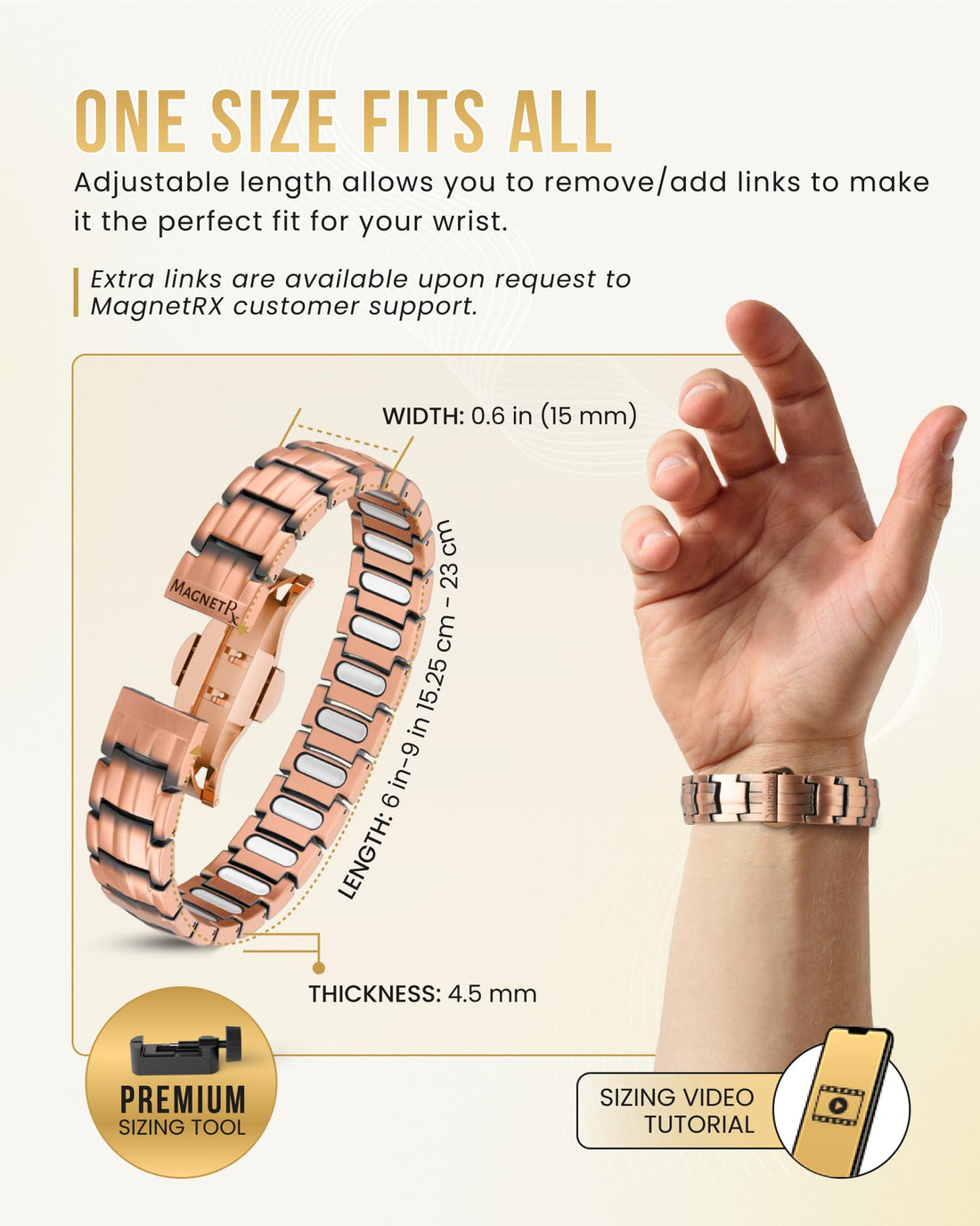 MagnetRX® Magnetic Copper Bracelet for Men — EllipseMAX 5X Strength 5,000 Gauss Magnets — Designed in USA & Patent Pending — Premium Mens Copper Bracelet with Adjustable Length, TCoU Recommendations from Amazon Products