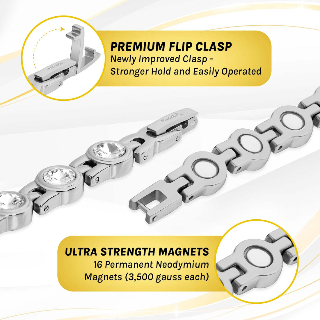 MagnetRX® Magnetic Bracelets for Women — Premium Four Leaf Clover Bracelet with Crystals and Ultra Strength Magnets — Adjustable Length with Included Sizing Tool (Gold), TCoU Recommendations from Amazon Products