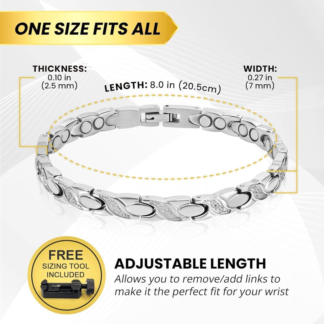 MagnetRX® Magnetic Bracelets for Women — Premium Four Leaf Clover Bracelet with Crystals and Ultra Strength Magnets — Adjustable Length with Included Sizing Tool (Gold), TCoU Recommendations from Amazon Products