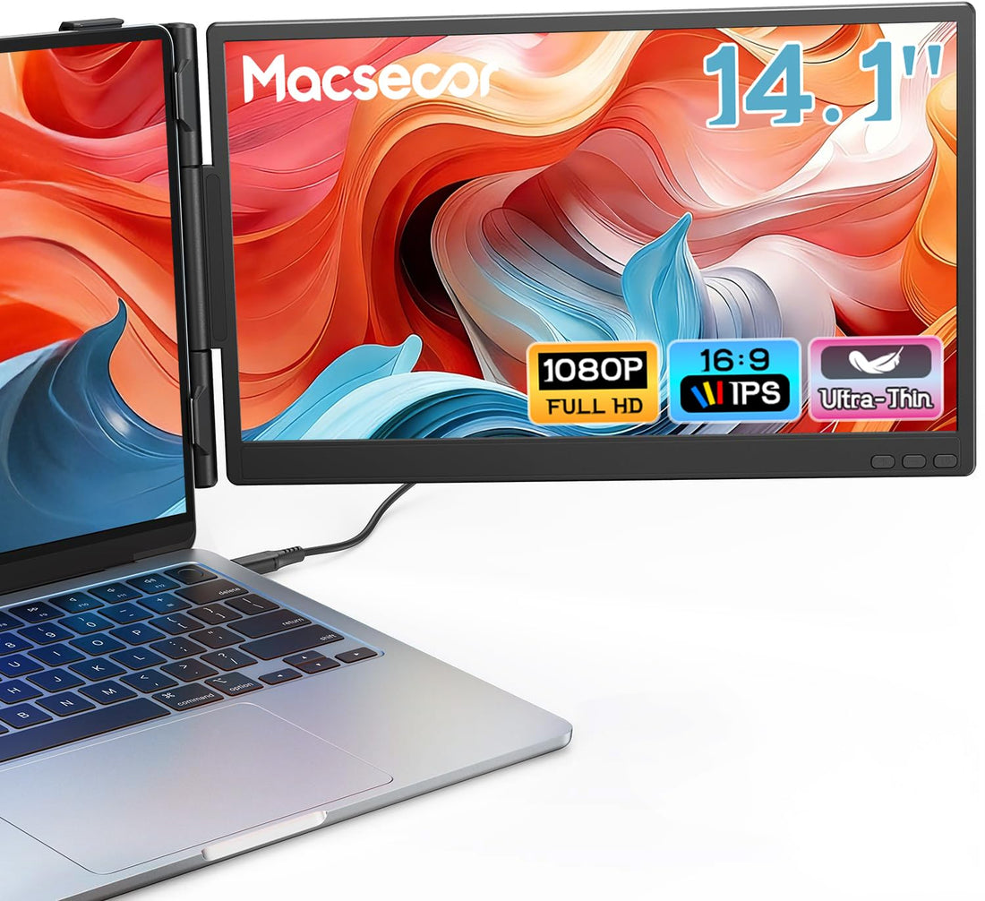 XX-Shop Amazon Products-TCoU affiliate--Laptop Screen Extender, 14'' FHD 1080P Ultra-Slim Triple Portable Monitor for Laptops, Two Cable USB-C Travel Monitor Extender Plug & Play for 13"-17" Laptop, Compatible with Wins/Mac/Android/Chrome