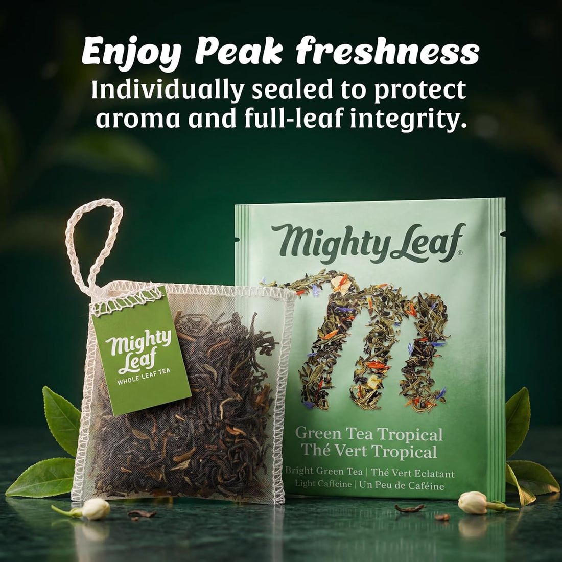 TEA--Mighty Leaf Organic Tea Sampler – 40 Count Silken Tea Bags – 8 Assorted Flavors: Tropical Green, Chamomile Citrus, Earl Grey, Vanilla Bean, White Orchard, Breakfast, Spring Jasmine, African Nectar – TCoU Recommendations from Amazon Products