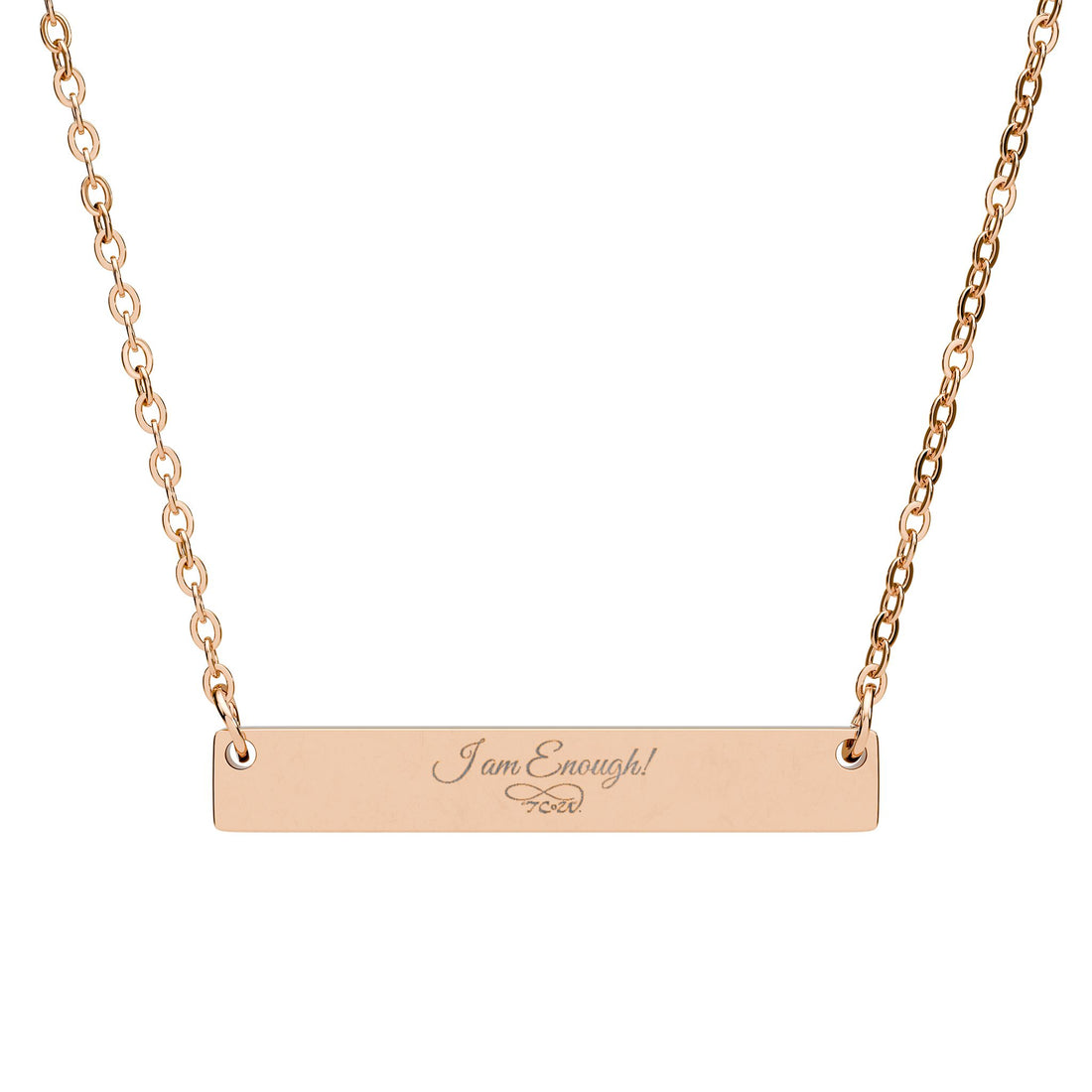 "You Are Enough" -- TCoU - Horizontal Name Bar Necklace in Silver, Gold or Rose Gold