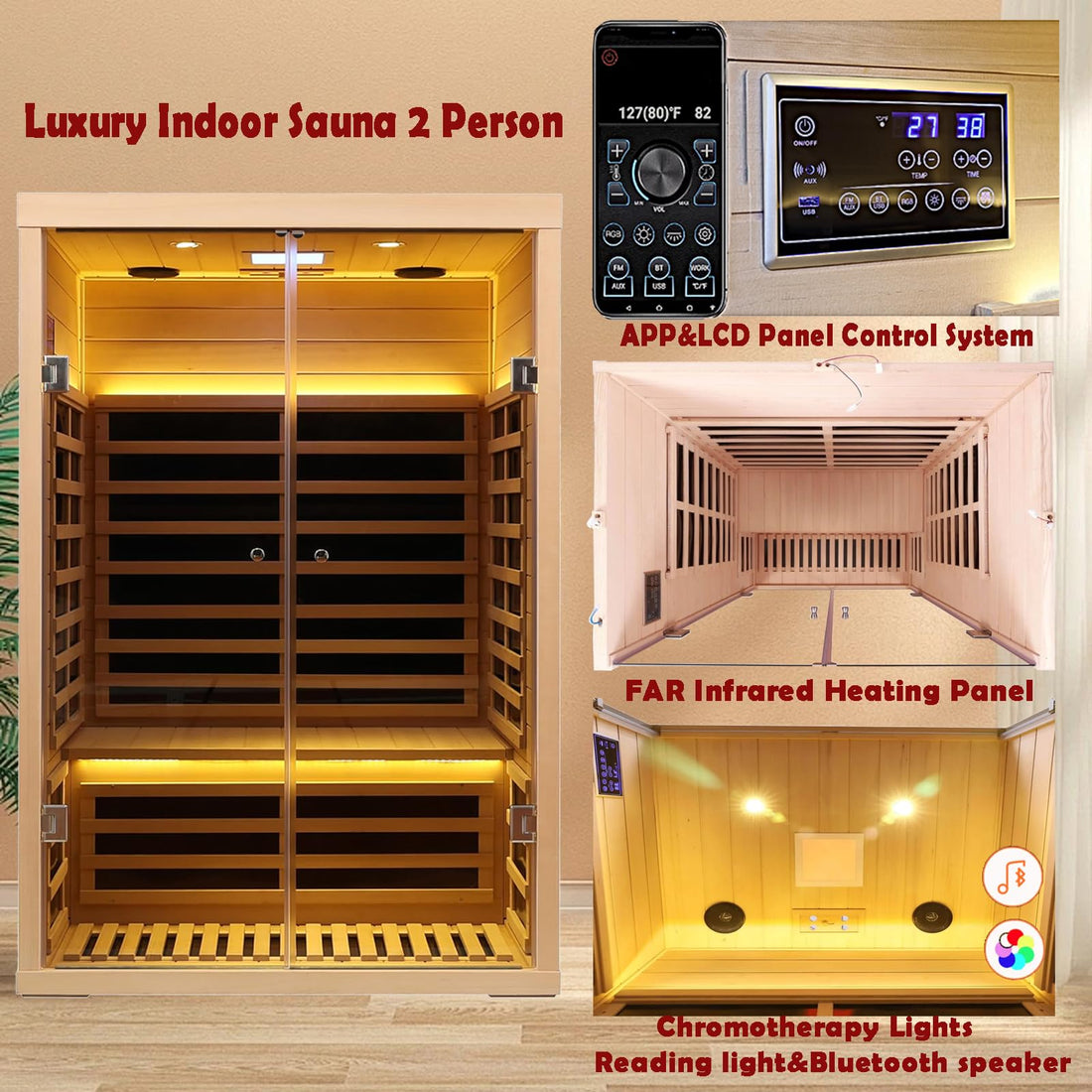 Home Sauna--Smart APP Control 2-3 Person Ultra Low EMF (0-5mG) Far Infrared Sauna for Home, 1520W Hemlock Wood Sauna Room with Bluetooth Speaker & Chromotherapy Lights, LCD Touch Panel, Constant Temperature Cover-TCoU Recommendations from Amazon Products