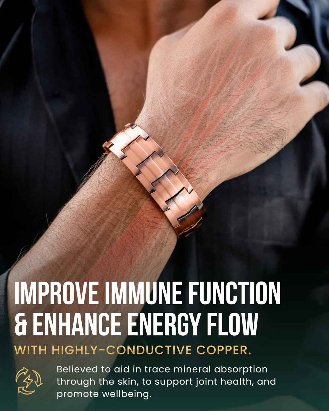 MagnetRX® Magnetic Copper Bracelet for Men — EllipseMAX 5X Strength 5,000 Gauss Magnets — Designed in USA & Patent Pending — Premium Mens Copper Bracelet with Adjustable Length, TCoU Recommendations from Amazon Products