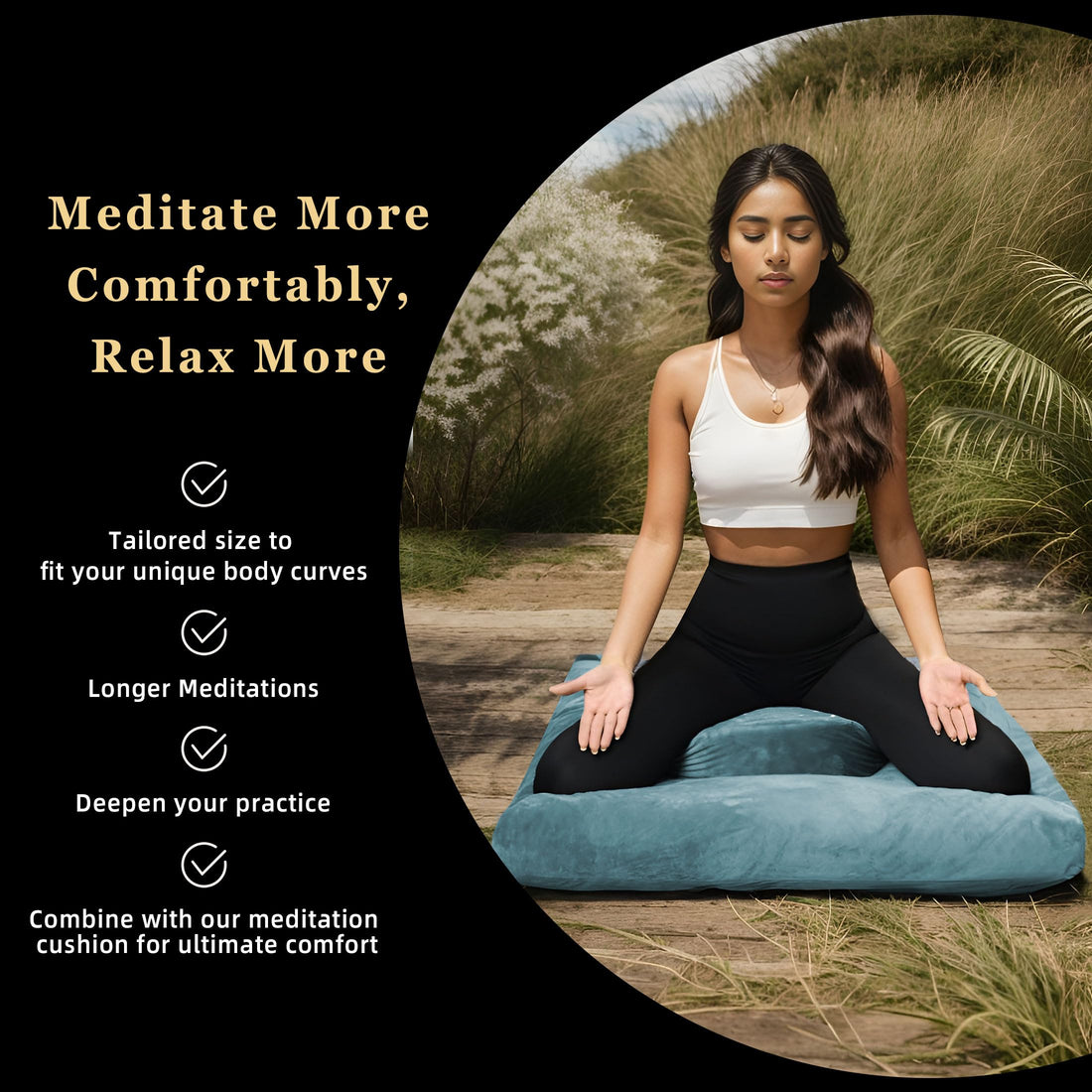 Meditation Cushion Set with Buckwheat Hulls & Memory Foam by Zafu- Ergonomic Support for Yoga & Sitting - Removable Machine-Washable Luxury Velvet Cover - for Adults and Kids (Blue),TCoU Recommendations from Amazon Products