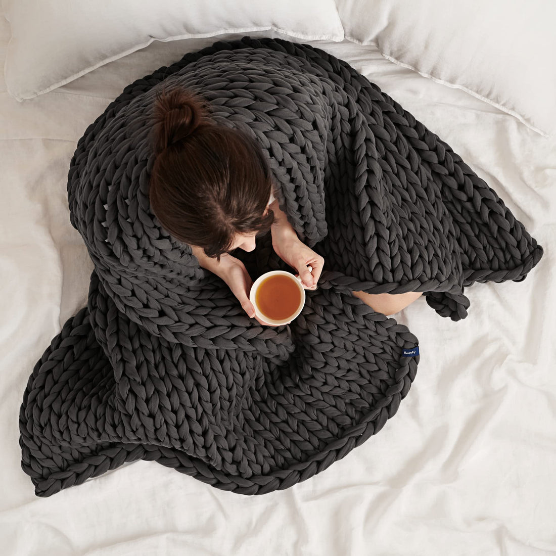 Weighted Blankets--Bearaby Cotton Hand-Knit Weighted Blankets for Adults - Chunky Knit Blanket - Sustainable, Breathable, Organic, Cooling Weighted Blanket - Machine Washable (Midnight Blue, 15 lbs, 40"x72"), TCoU Recommendations from Amazon Products