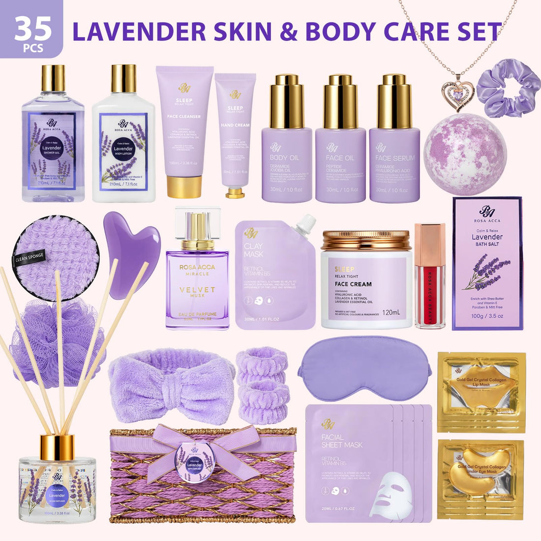 Gift Basket --35 Pcs Mothers Day - Gifts for Mom, Honey & Almond Bath & Body Gift Basket for Women, Face Skin Care Kit, Home Spa Basket Gift Set, Self-Care Gift Kit, Necklace, Birthday, Anniversary, Wife, TCoU Recommendations from Amazon Products