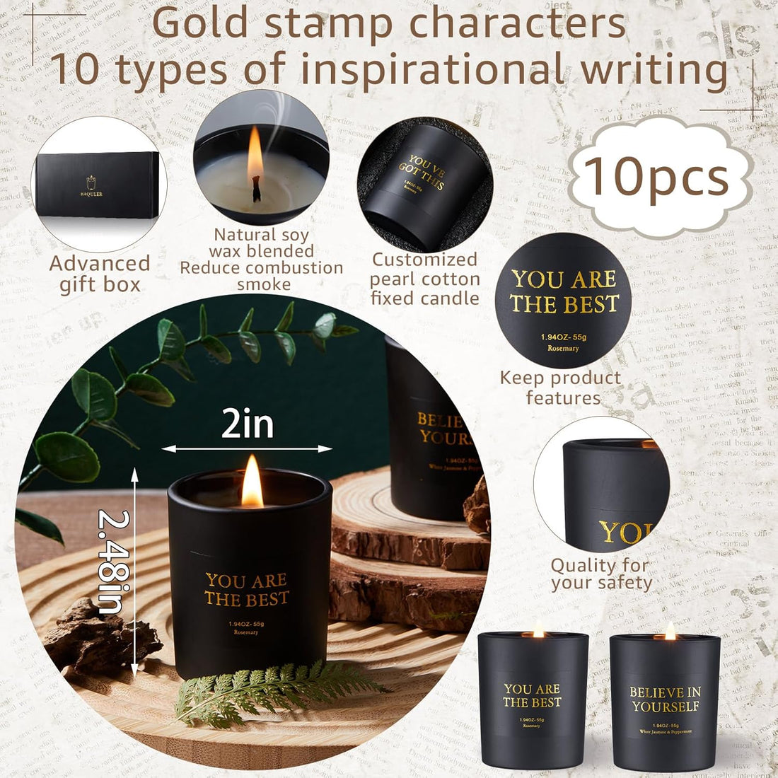 Candles--10 Pcs Motivational Aromatherapy Scented Candles Soy Wax Candles with Essential Oils Inspirational 4.4oz Scented Candle Return Gifts Bulk for Women Mother Teacher Employee Birthday Mother's Day, TCoU Recommendations from Amazon Products