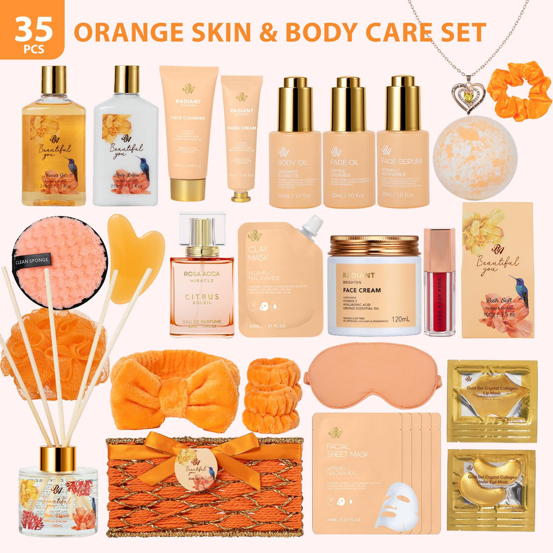 Gift Basket --35 Pcs Mothers Day - Gifts for Mom, Honey & Almond Bath & Body Gift Basket for Women, Face Skin Care Kit, Home Spa Basket Gift Set, Self-Care Gift Kit, Necklace, Birthday, Anniversary, Wife, TCoU Recommendations from Amazon Products