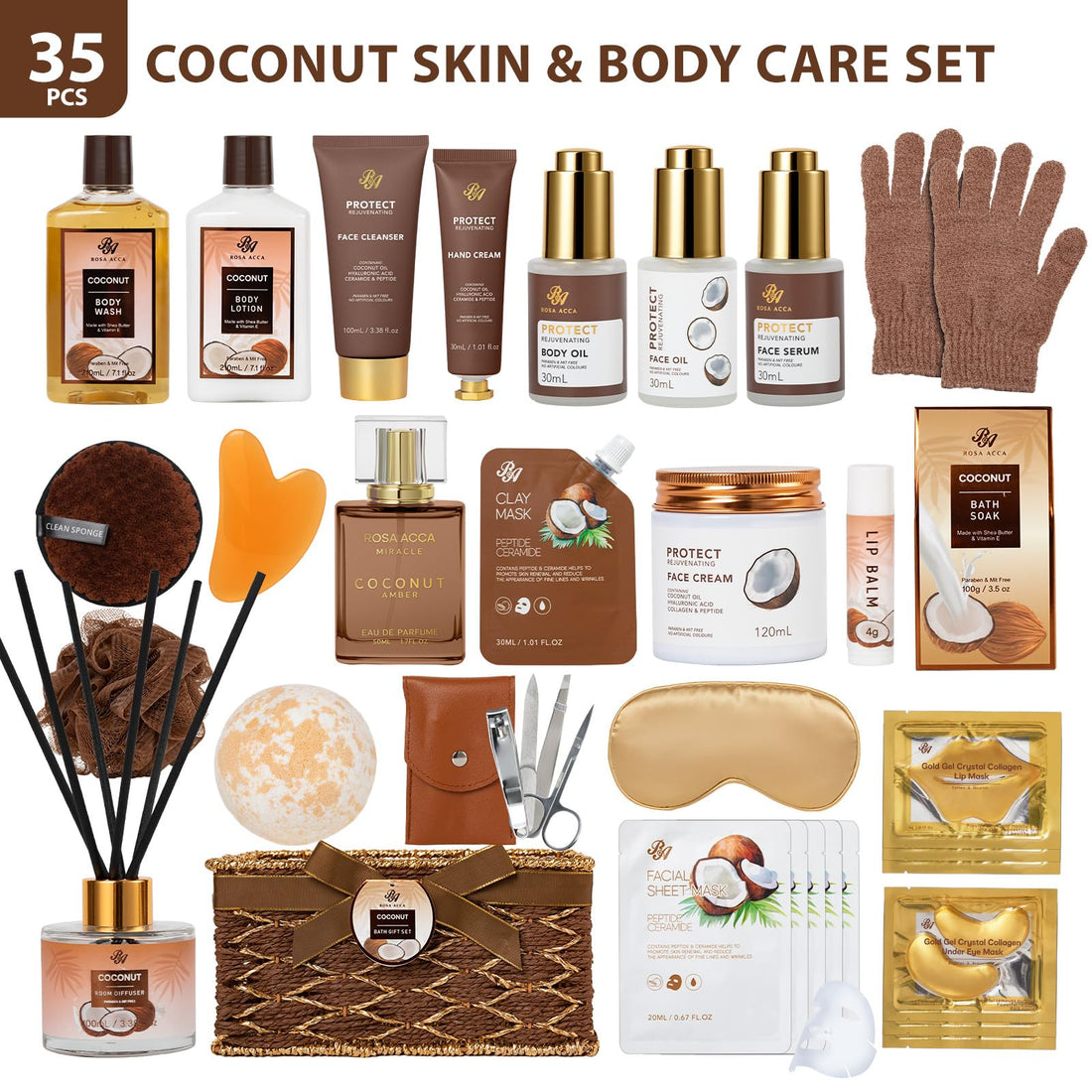 Gift Basket --35 Pcs Mothers Day - Gifts for Mom, Honey & Almond Bath & Body Gift Basket for Women, Face Skin Care Kit, Home Spa Basket Gift Set, Self-Care Gift Kit, Necklace, Birthday, Anniversary, Wife, TCoU Recommendations from Amazon Products
