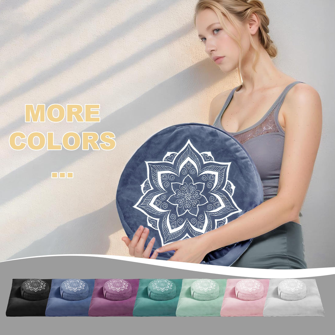 Meditation Cushion Set with Buckwheat Hulls & Memory Foam by Zafu- Ergonomic Support for Yoga & Sitting - Removable Machine-Washable Luxury Velvet Cover - for Adults and Kids (Blue),TCoU Recommendations from Amazon Products