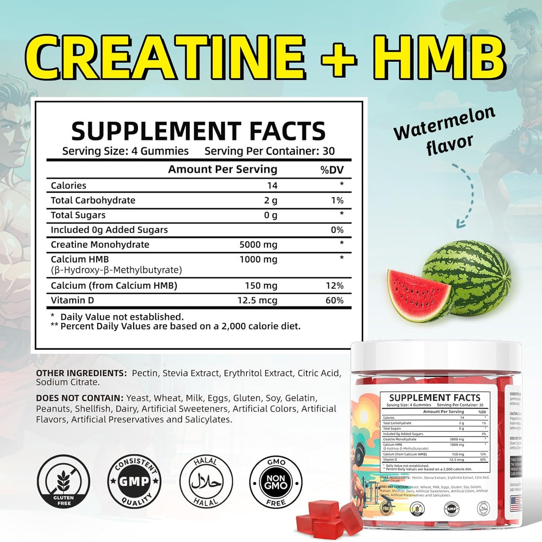 Creatine Monohydrate Gummies HMB Supplements for Men - Creatine and HMB Supplement for Boost Strength Performance Build Muscle Supports and Muscle Growth & Recovery, TCoU Recommendations from Amazon Products