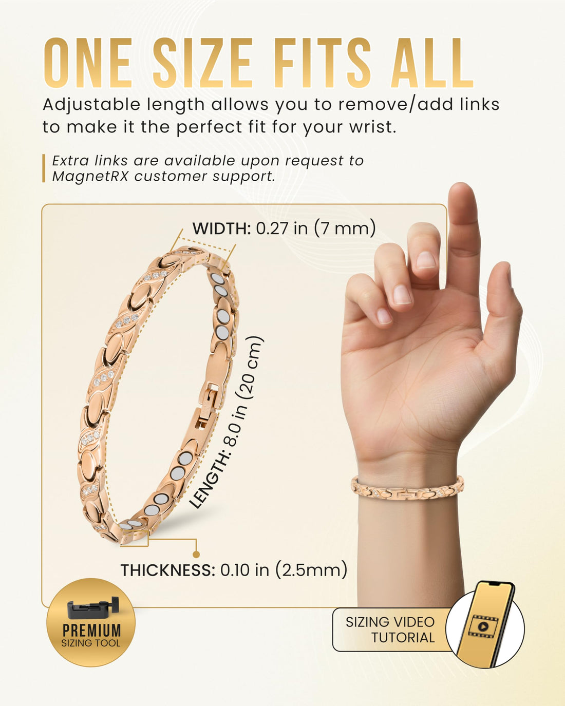 MagnetRX® Magnetic Bracelets for Women — Premium Four Leaf Clover Bracelet with Crystals and Ultra Strength Magnets — Adjustable Length with Included Sizing Tool (Gold), TCoU Recommendations from Amazon Products