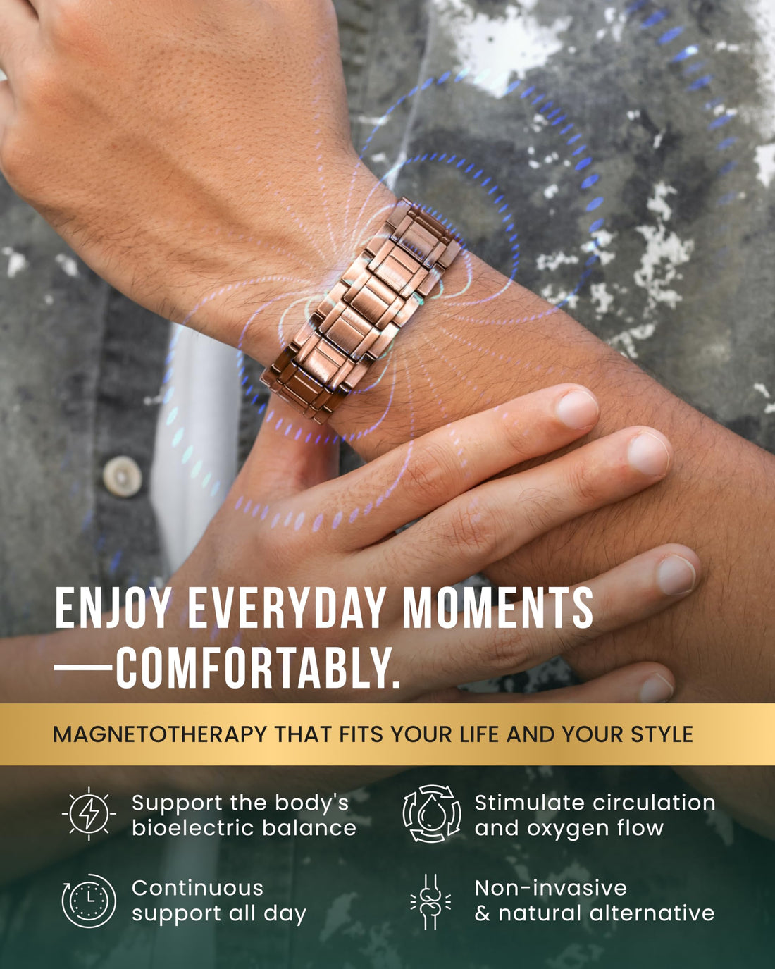 MagnetRX® Magnetic Copper Bracelet for Men — EllipseMAX 5X Strength 5,000 Gauss Magnets — Designed in USA & Patent Pending — Premium Mens Copper Bracelet with Adjustable Length, TCoU Recommendations from Amazon Products