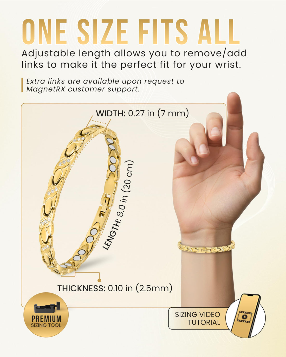 MagnetRX® Magnetic Bracelets for Women — Premium Four Leaf Clover Bracelet with Crystals and Ultra Strength Magnets — Adjustable Length with Included Sizing Tool (Gold), TCoU Recommendations from Amazon Products