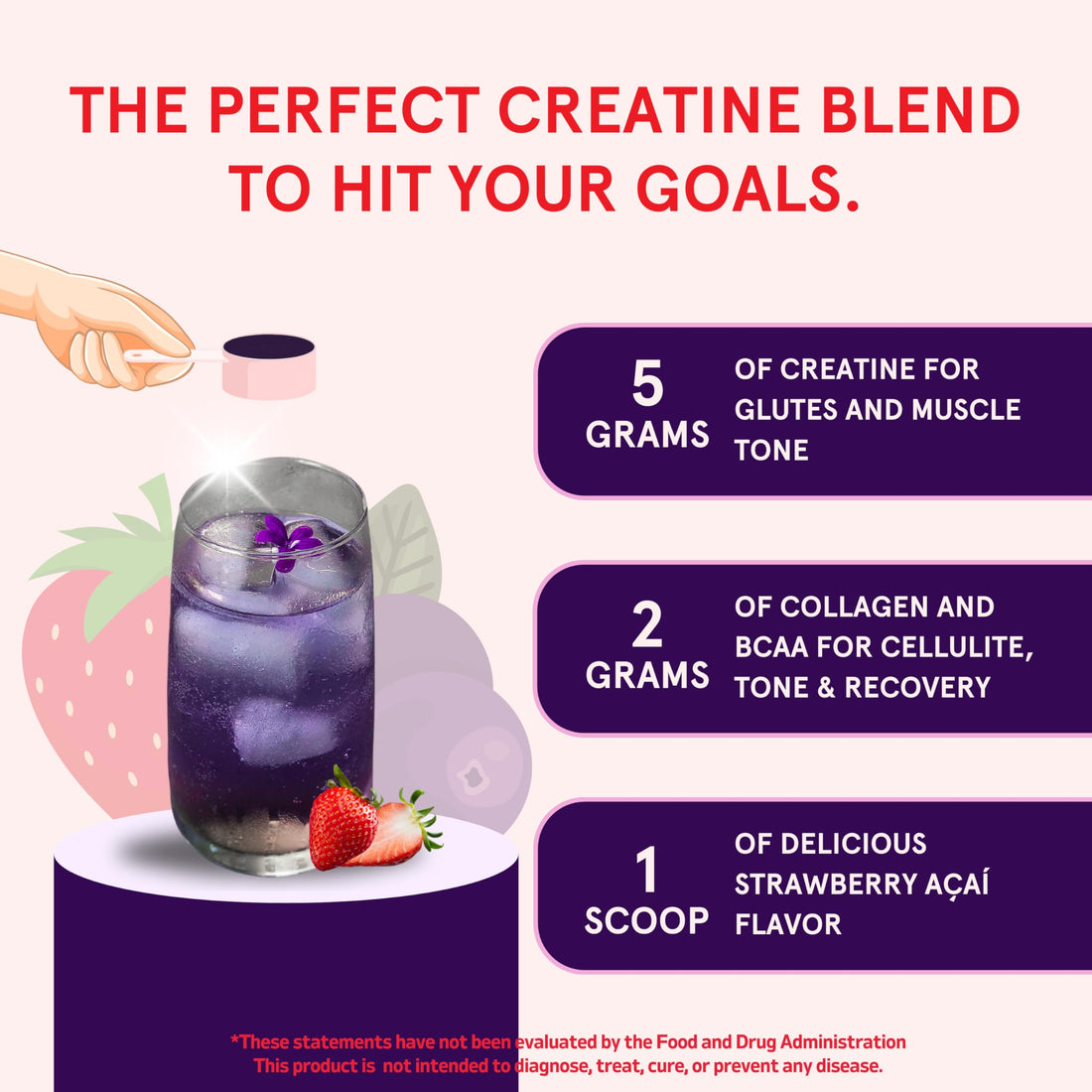 Creatine Peach Perfect Monohydrate Powder, Glute Builder Creatine for Women with Collagen, BCAAs, 5g Vegan Micronized Creatine per Serving, for Energy, Muscle Support, 30 SVG, Peach Flavor, TCoU Recommendations from Amazon Products