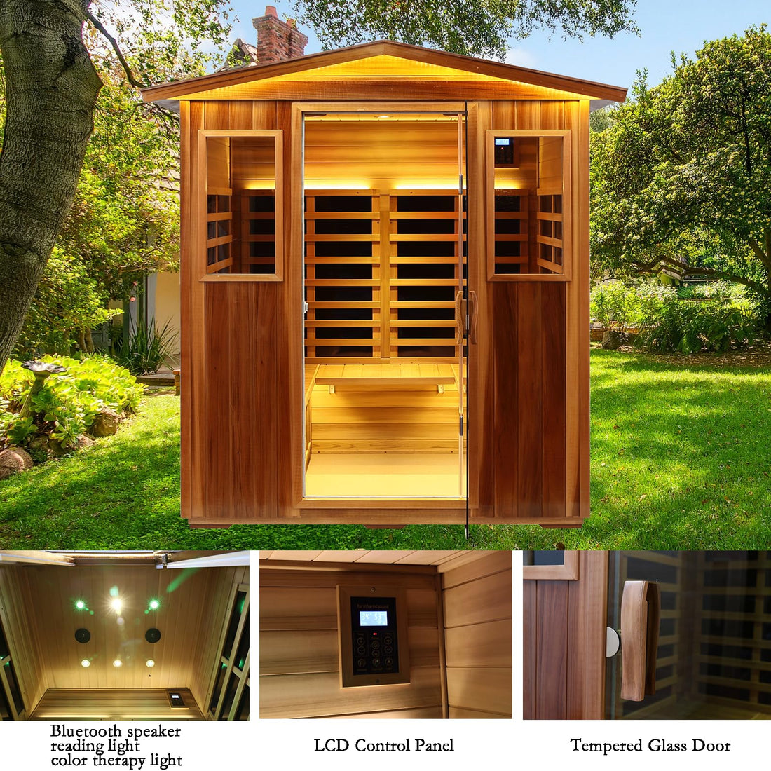 Home Sauna--Smart APP Control 2-3 Person Ultra Low EMF (0-5mG) Far Infrared Sauna for Home, 1520W Hemlock Wood Sauna Room with Bluetooth Speaker & Chromotherapy Lights, LCD Touch Panel, Constant Temperature Cover-TCoU Recommendations from Amazon Products