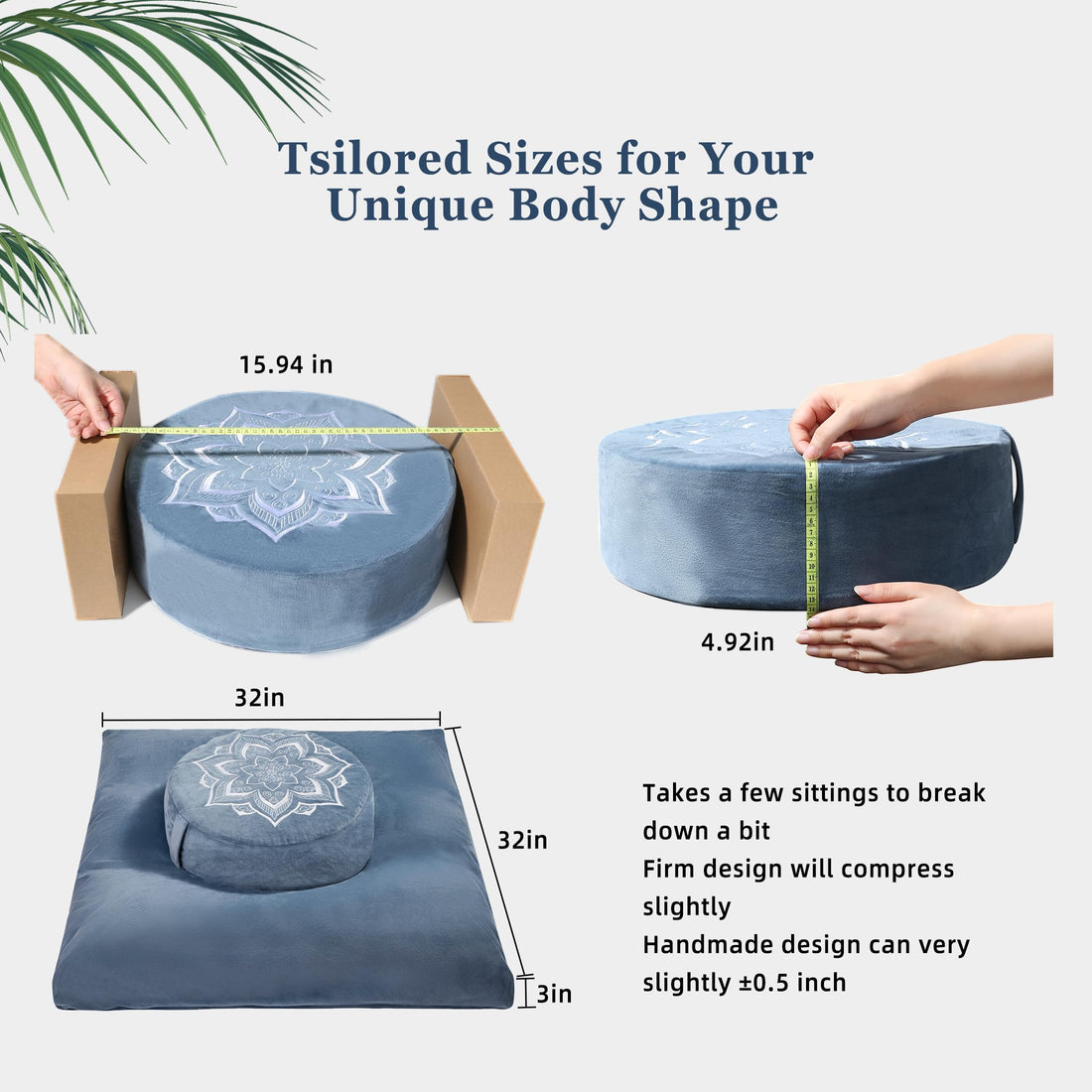 Meditation Cushion Set with Buckwheat Hulls & Memory Foam by Zafu- Ergonomic Support for Yoga & Sitting - Removable Machine-Washable Luxury Velvet Cover - for Adults and Kids (Blue),TCoU Recommendations from Amazon Products