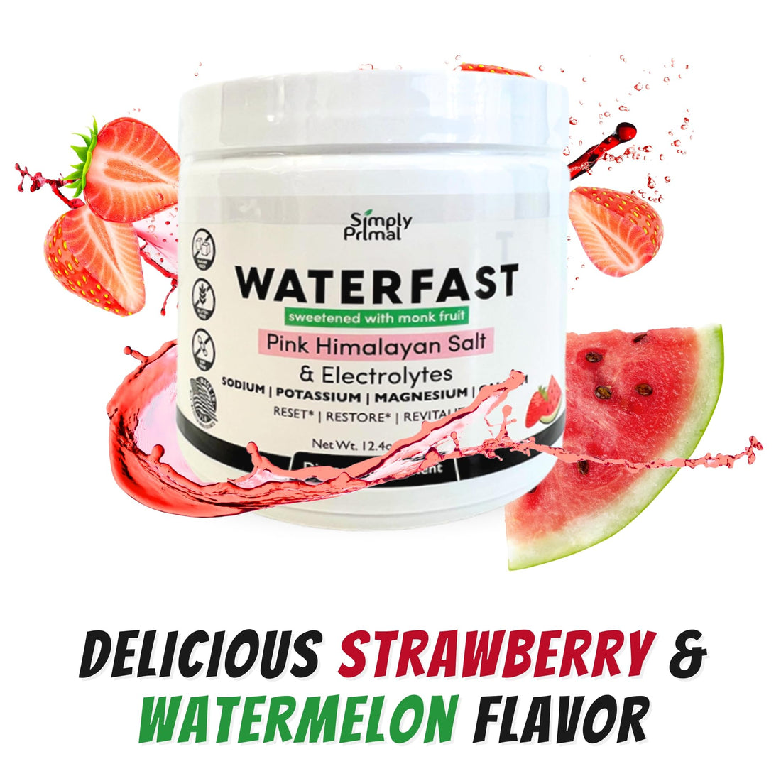 WATERFAST Keto Electrolyte Powder for Fasting and Hydration - Lemon Lime Flavor | Pink Himalayan Salt (Sodium), Potassium, Magnesium, Calcium | Sugar Free, Gluten Free, Soy Free, TCoU Recommendations from Amazon Products