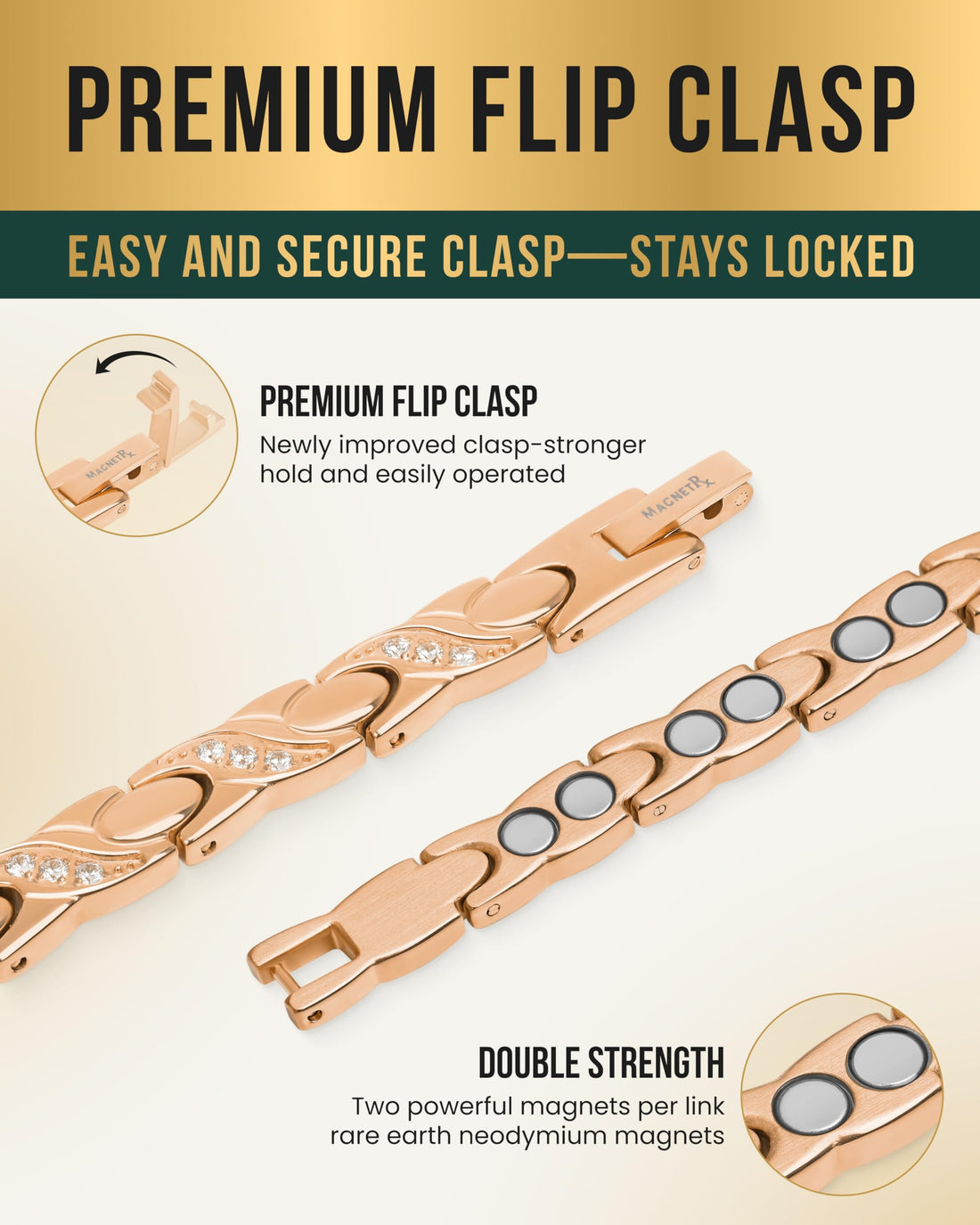 MagnetRX® Magnetic Bracelets for Women — Premium Four Leaf Clover Bracelet with Crystals and Ultra Strength Magnets — Adjustable Length with Included Sizing Tool (Gold), TCoU Recommendations from Amazon Products