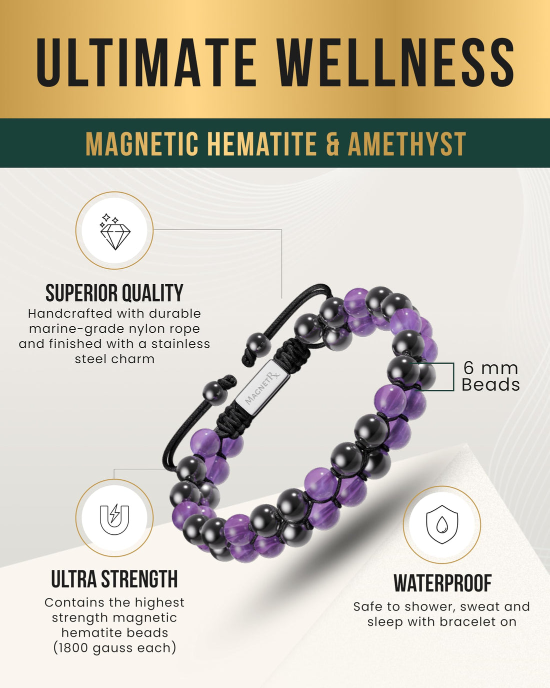 Copper Jewelry--MagnetRX® Magnetic Bracelets for Men & Women – MAX Strength Magnetic Hematite & Copper Bracelet with 8mm Solid Copper Beads (Double Copper), TCoU Recommendations from Amazon Products