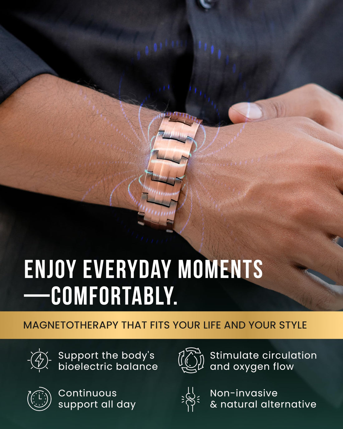MagnetRX® Magnetic Copper Bracelet for Men — EllipseMAX 5X Strength 5,000 Gauss Magnets — Designed in USA & Patent Pending — Premium Mens Copper Bracelet with Adjustable Length, TCoU Recommendations from Amazon Products