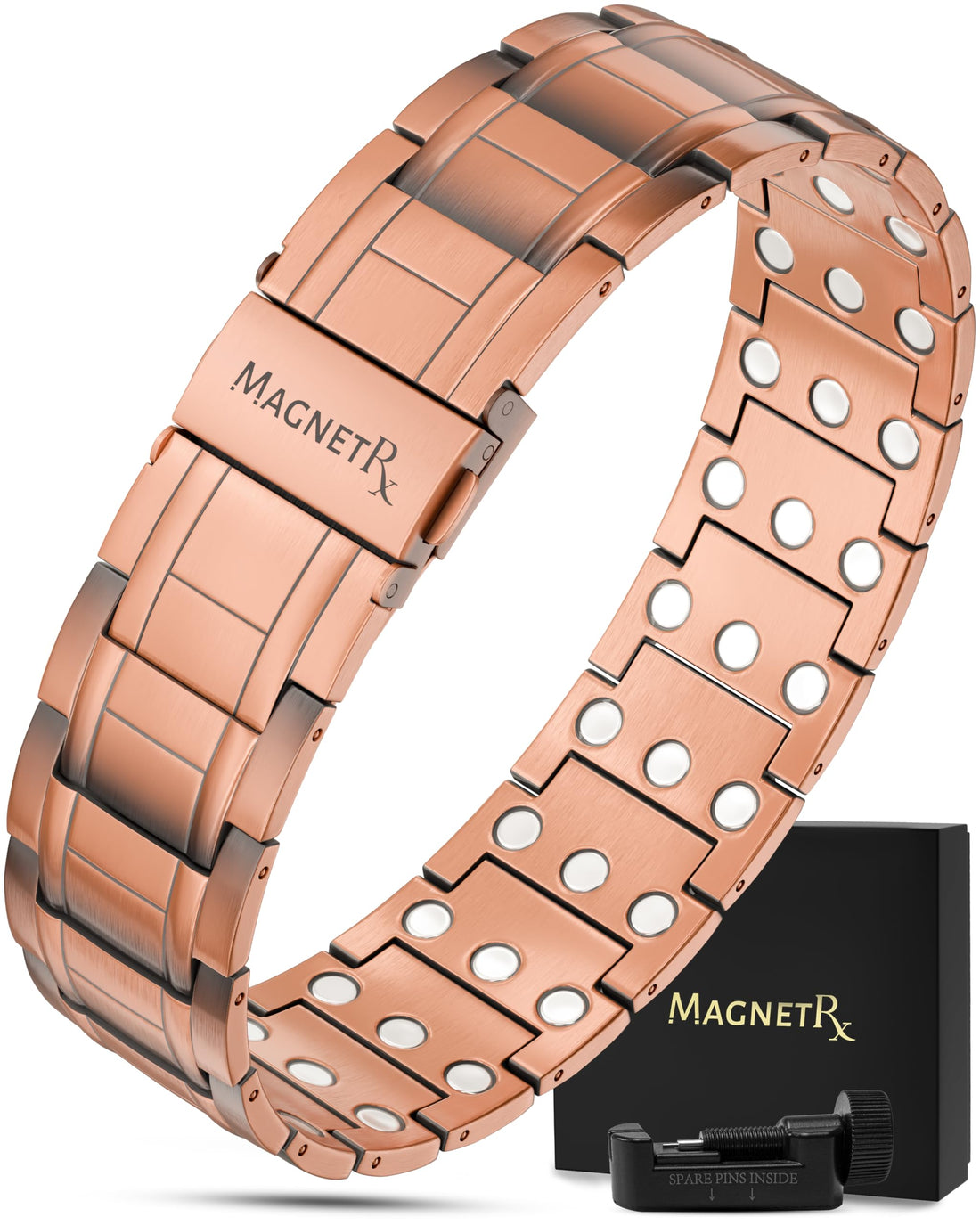 MagnetRX® Magnetic Copper Bracelet for Men — EllipseMAX 5X Strength 5,000 Gauss Magnets — Designed in USA & Patent Pending — Premium Mens Copper Bracelet with Adjustable Length, TCoU Recommendations from Amazon Products
