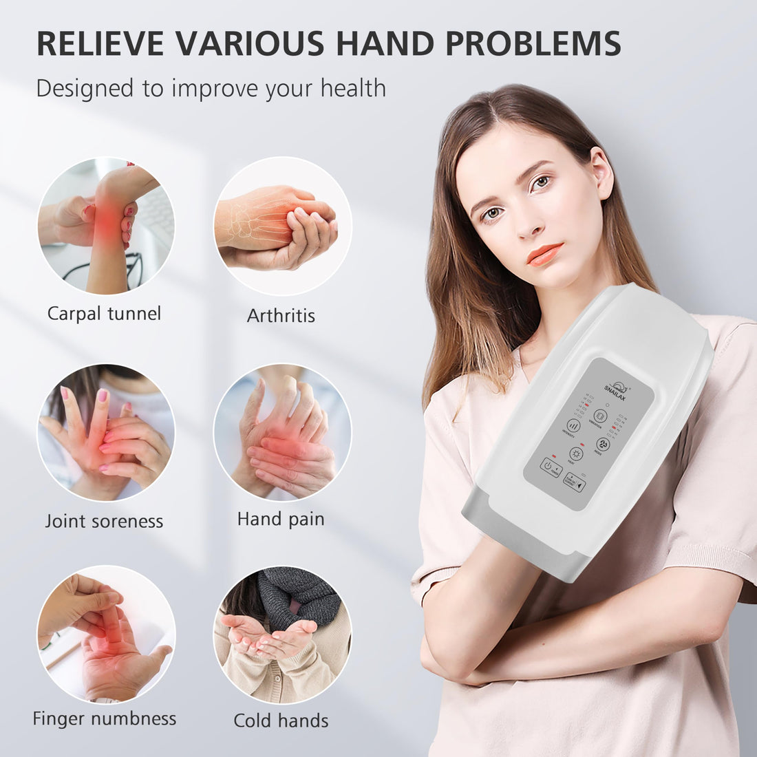 Hand Massager with Heat and Compression, Vibration, Cordless Hand Massager for Arthritis, Carpal Tunnel, Gifts for Women, Men, Mom (Black)-made by Snailax--TCoU Recommendations from Amazon Products