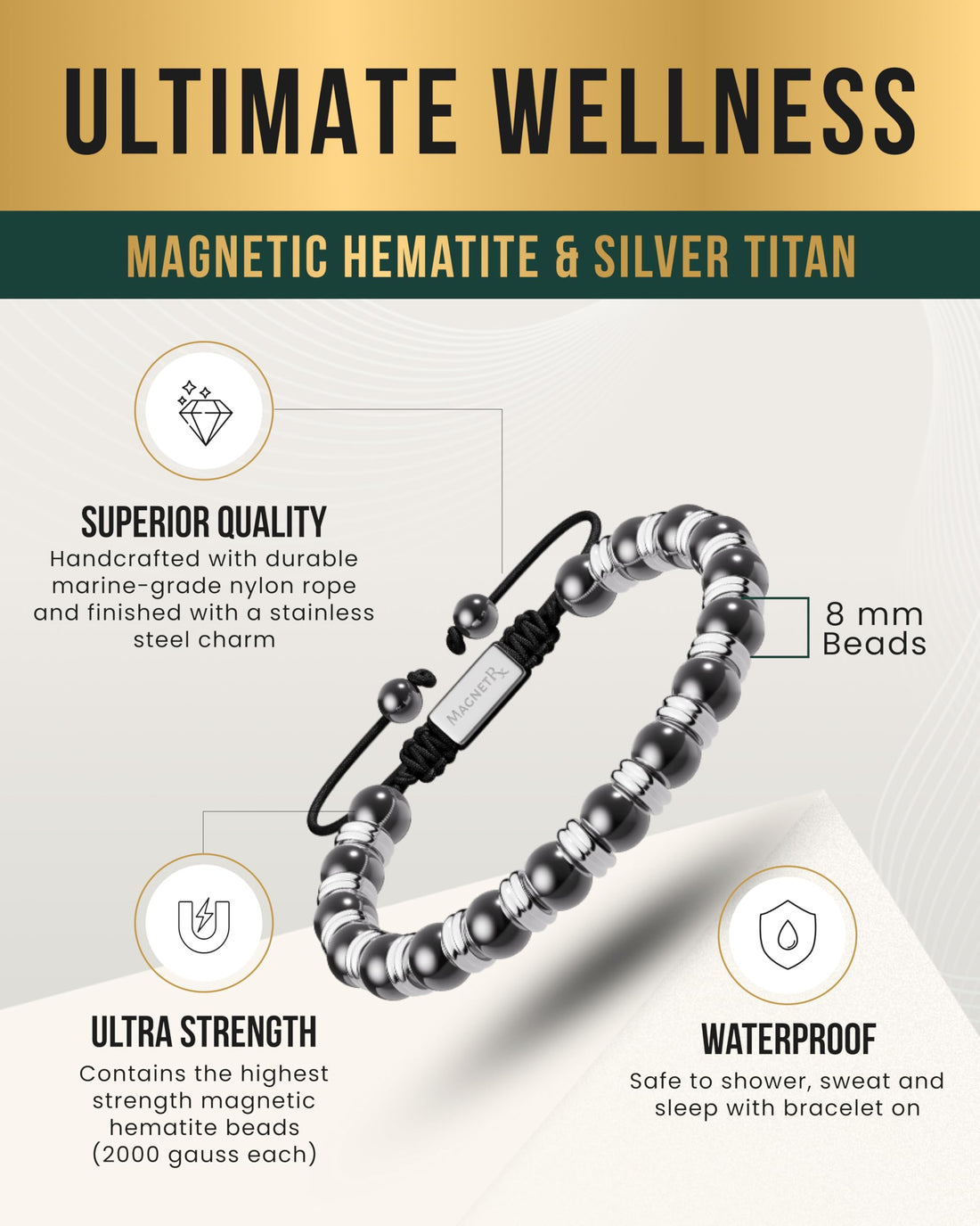 Copper Jewelry--MagnetRX® Magnetic Bracelets for Men & Women – MAX Strength Magnetic Hematite & Copper Bracelet with 8mm Solid Copper Beads (Double Copper), TCoU Recommendations from Amazon Products