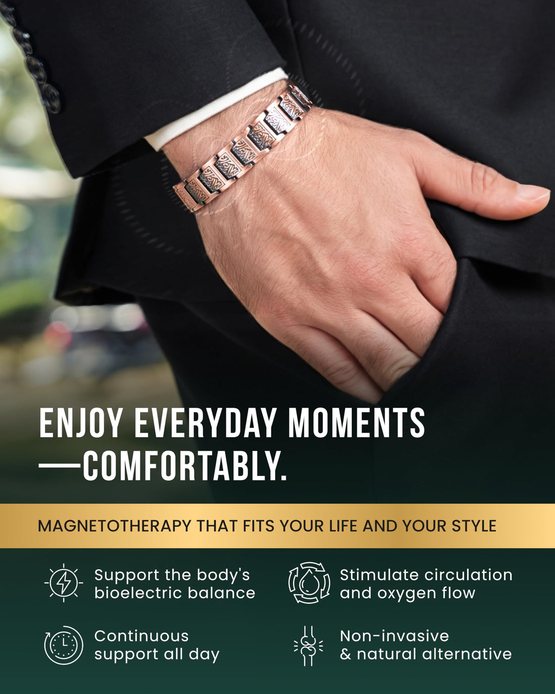 MagnetRX® Magnetic Copper Bracelet for Men — EllipseMAX 5X Strength 5,000 Gauss Magnets — Designed in USA & Patent Pending — Premium Mens Copper Bracelet with Adjustable Length, TCoU Recommendations from Amazon Products