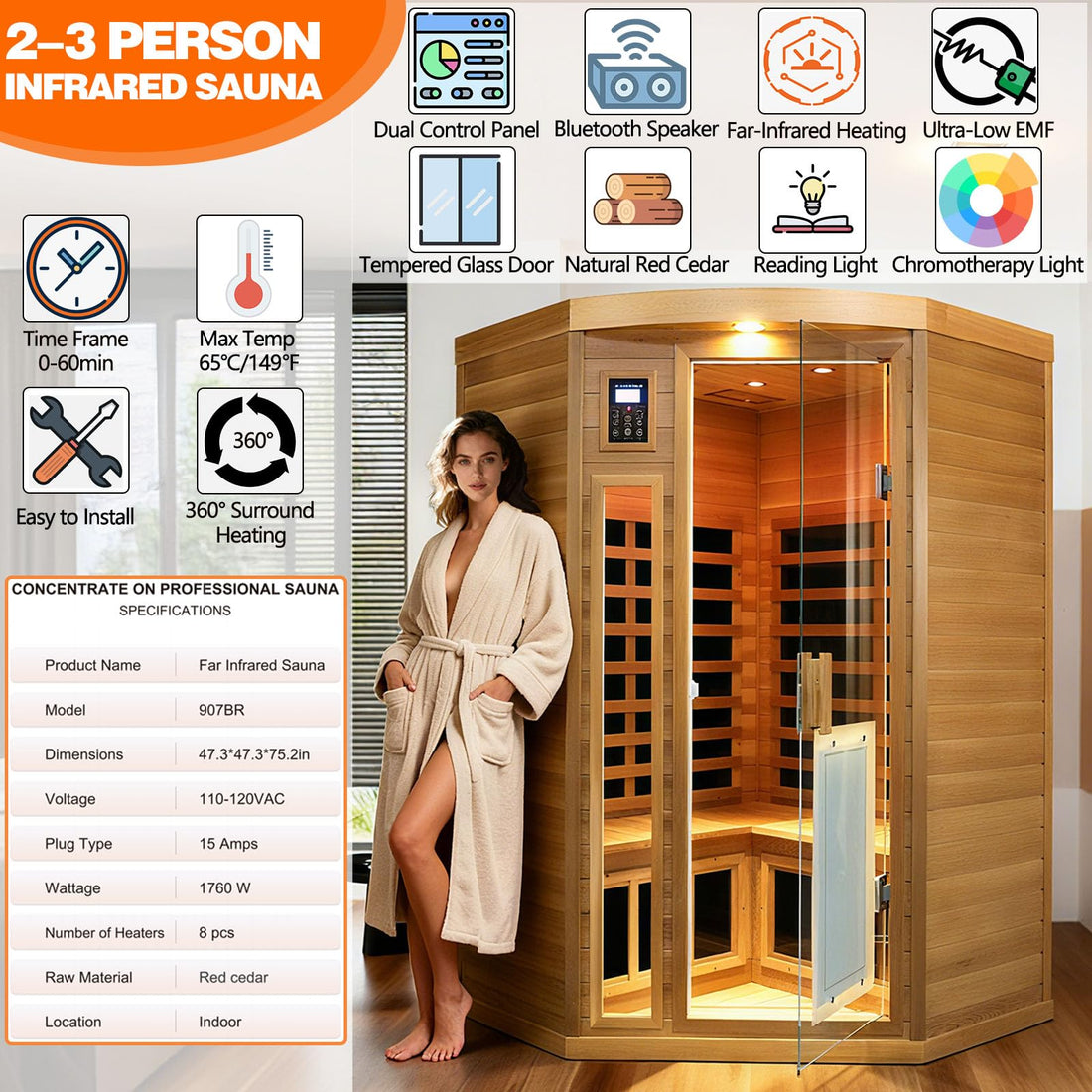 Home Sauna--Smart APP Control 2-3 Person Ultra Low EMF (0-5mG) Far Infrared Sauna for Home, 1520W Hemlock Wood Sauna Room with Bluetooth Speaker & Chromotherapy Lights, LCD Touch Panel, Constant Temperature Cover-TCoU Recommendations from Amazon Products