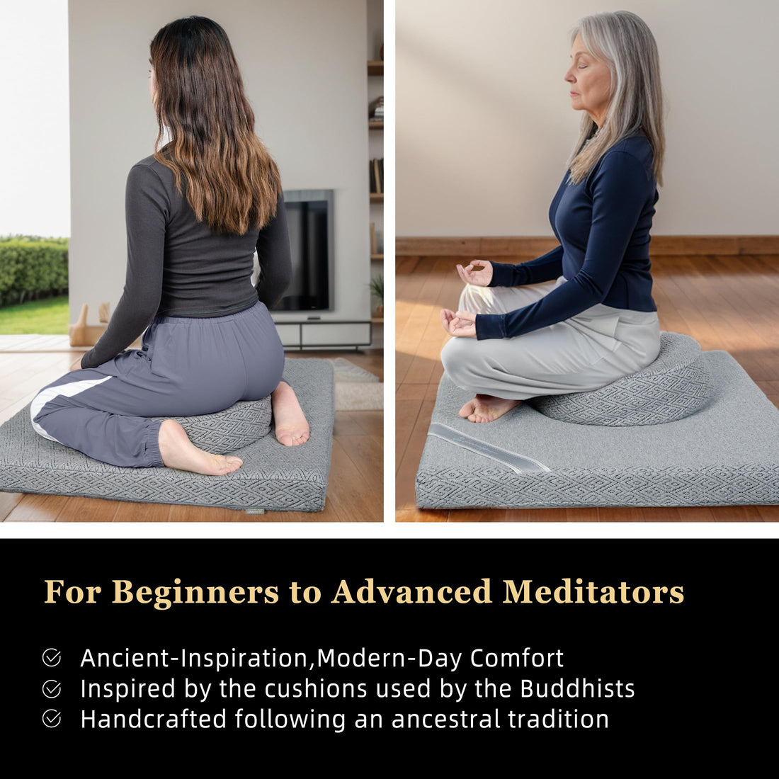 Meditation Cushion Set with Buckwheat Hulls & Memory Foam by Zafu- Ergonomic Support for Yoga & Sitting - Removable Machine-Washable Luxury Velvet Cover - for Adults and Kids (Blue),TCoU Recommendations from Amazon Products