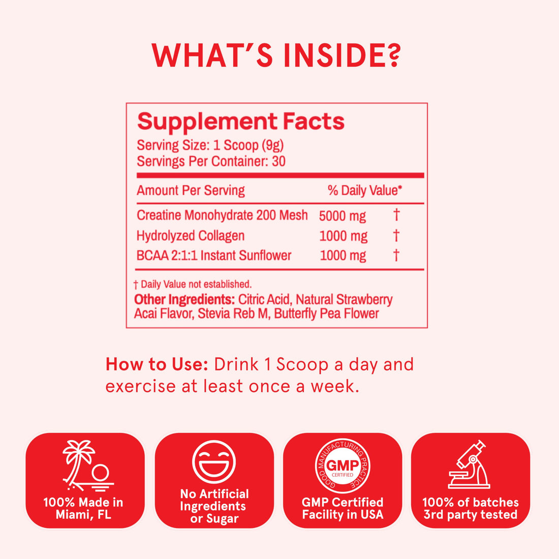 Creatine Peach Perfect Monohydrate Powder, Glute Builder Creatine for Women with Collagen, BCAAs, 5g Vegan Micronized Creatine per Serving, for Energy, Muscle Support, 30 SVG, Peach Flavor, TCoU Recommendations from Amazon Products