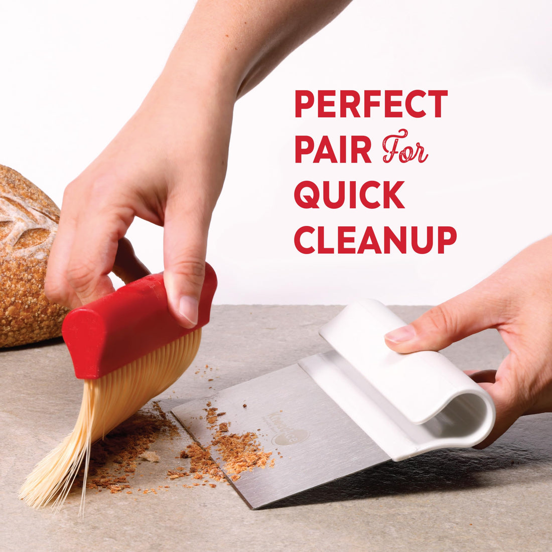 Dough Scraper & Baker’s Brush Set from KneadAce . Stainless Steel Bench Scraper & Flour Cleaning Brush. Kitchen Tool for Pastry, Sourdough and Baking Prep Bread Dough Cutter, Gift For Bakers (White/Red), TCoU Recommendations from Amazon Products