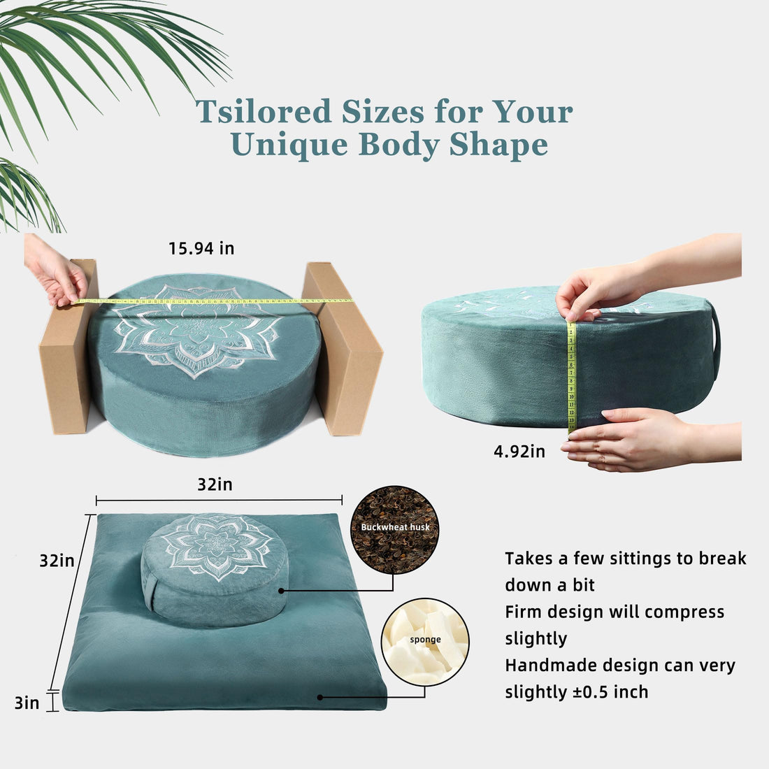 Meditation Cushion Set with Buckwheat Hulls & Memory Foam by Zafu- Ergonomic Support for Yoga & Sitting - Removable Machine-Washable Luxury Velvet Cover - for Adults and Kids (Blue),TCoU Recommendations from Amazon Products