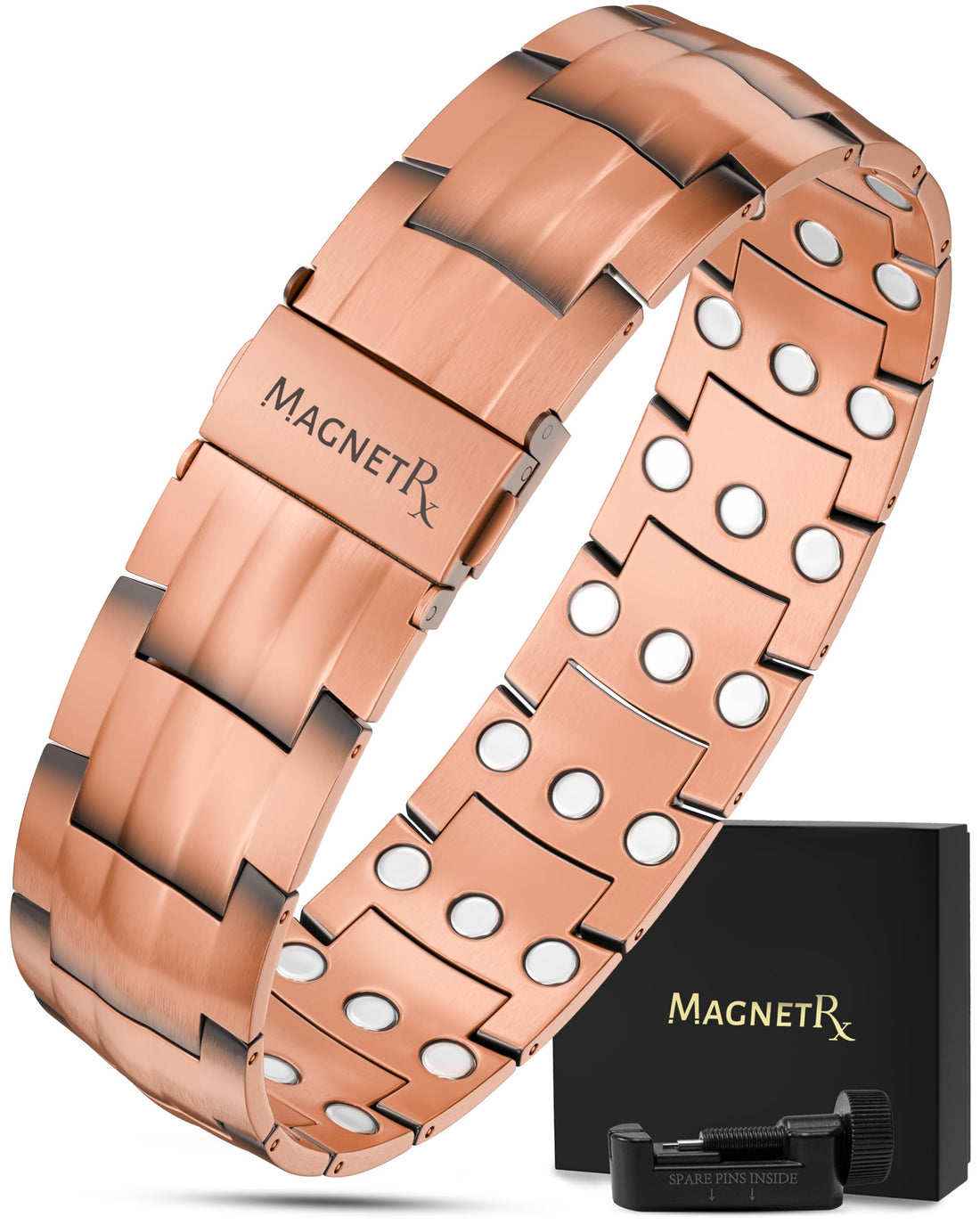 MagnetRX® Magnetic Copper Bracelet for Men — EllipseMAX 5X Strength 5,000 Gauss Magnets — Designed in USA & Patent Pending — Premium Mens Copper Bracelet with Adjustable Length, TCoU Recommendations from Amazon Products