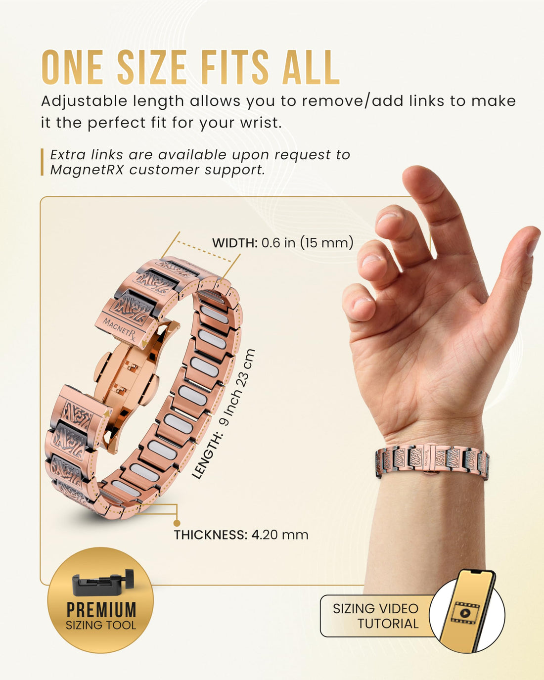MagnetRX® Magnetic Copper Bracelet for Men — EllipseMAX 5X Strength 5,000 Gauss Magnets — Designed in USA & Patent Pending — Premium Mens Copper Bracelet with Adjustable Length, TCoU Recommendations from Amazon Products