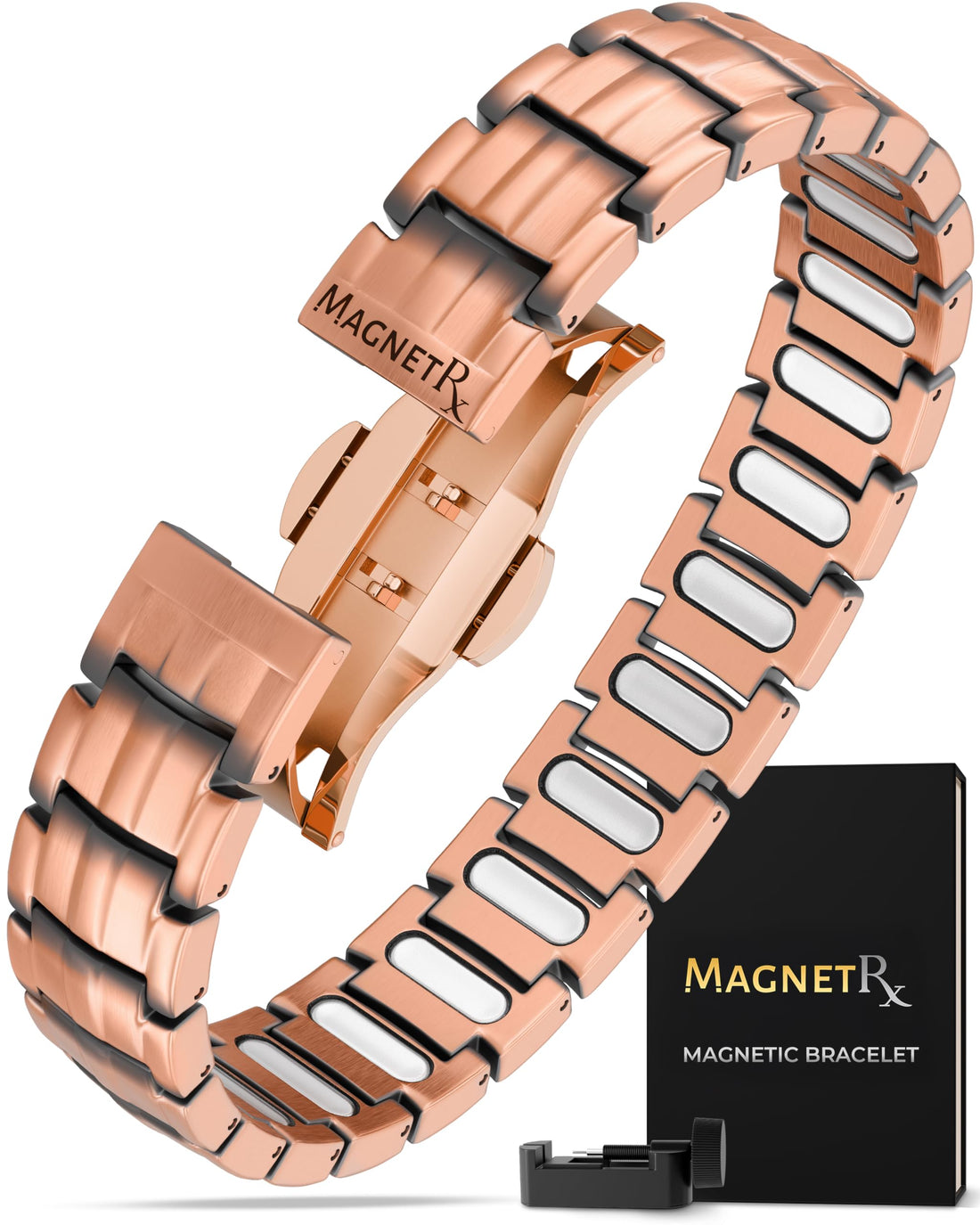MagnetRX® Magnetic Copper Bracelet for Men — EllipseMAX 5X Strength 5,000 Gauss Magnets — Designed in USA & Patent Pending — Premium Mens Copper Bracelet with Adjustable Length, TCoU Recommendations from Amazon Products