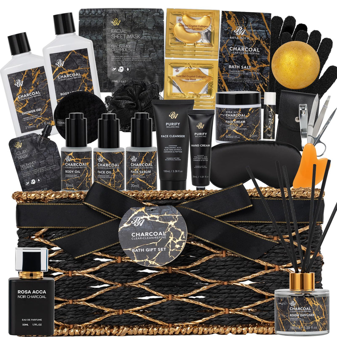 Gift Basket --35 Pcs Mothers Day - Gifts for Mom, Honey & Almond Bath & Body Gift Basket for Women, Face Skin Care Kit, Home Spa Basket Gift Set, Self-Care Gift Kit, Necklace, Birthday, Anniversary, Wife, TCoU Recommendations from Amazon Products