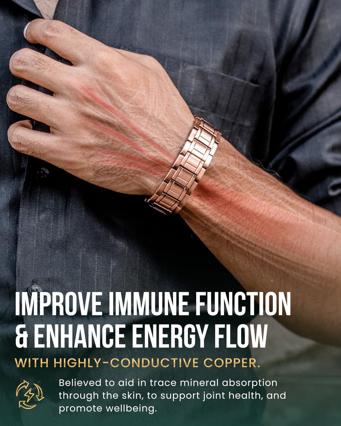 MagnetRX® Magnetic Copper Bracelet for Men — EllipseMAX 5X Strength 5,000 Gauss Magnets — Designed in USA & Patent Pending — Premium Mens Copper Bracelet with Adjustable Length, TCoU Recommendations from Amazon Products