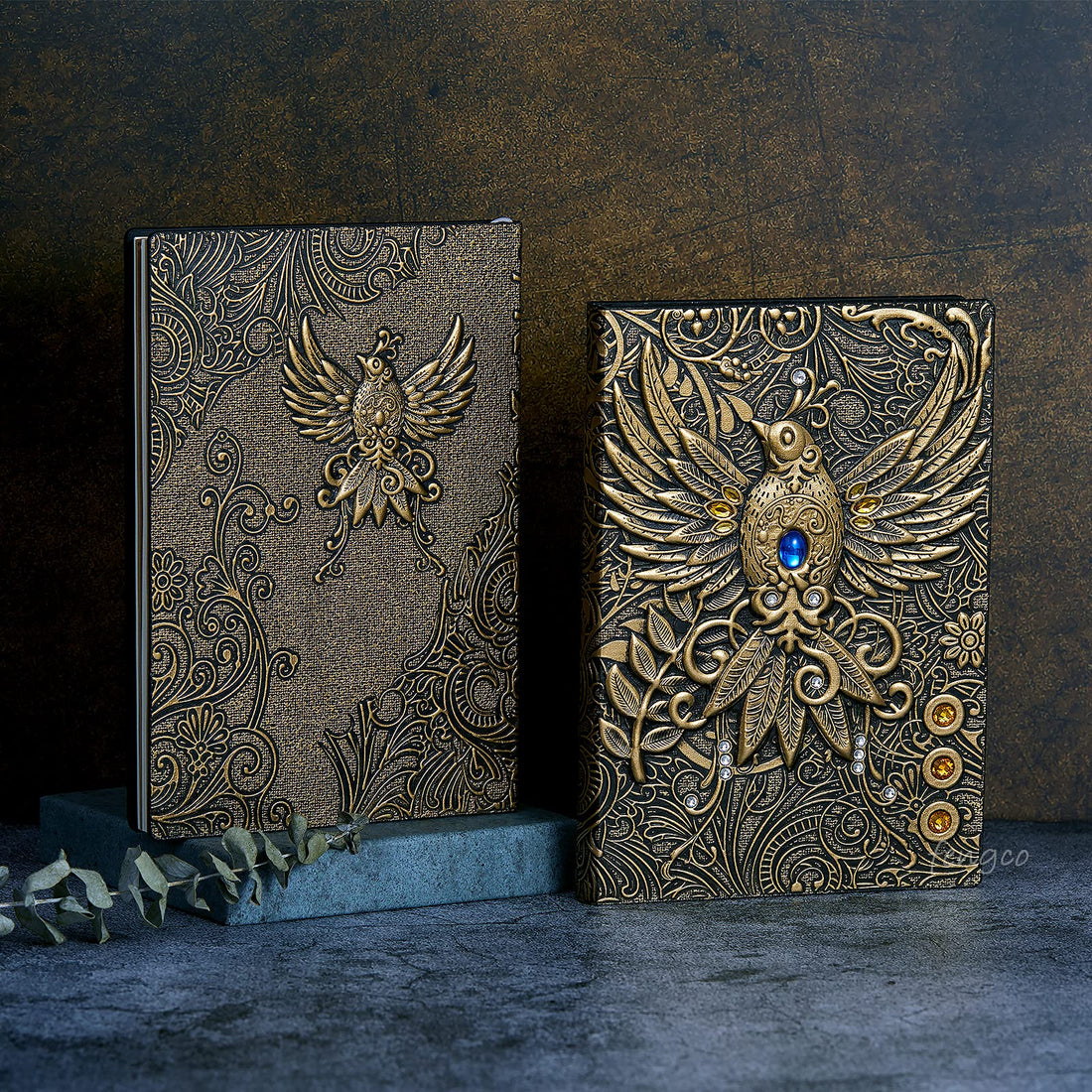 Journal Writing Embossed Leather Notebook - Antique Handmade Leather Daily Notepad Sketchbook, Travel Diary & Notebooks to Write in, Phoenix Gift For Men & Women, with Golden Classic Pen, (Bronze), TCoU Recommendations from Amazon Products