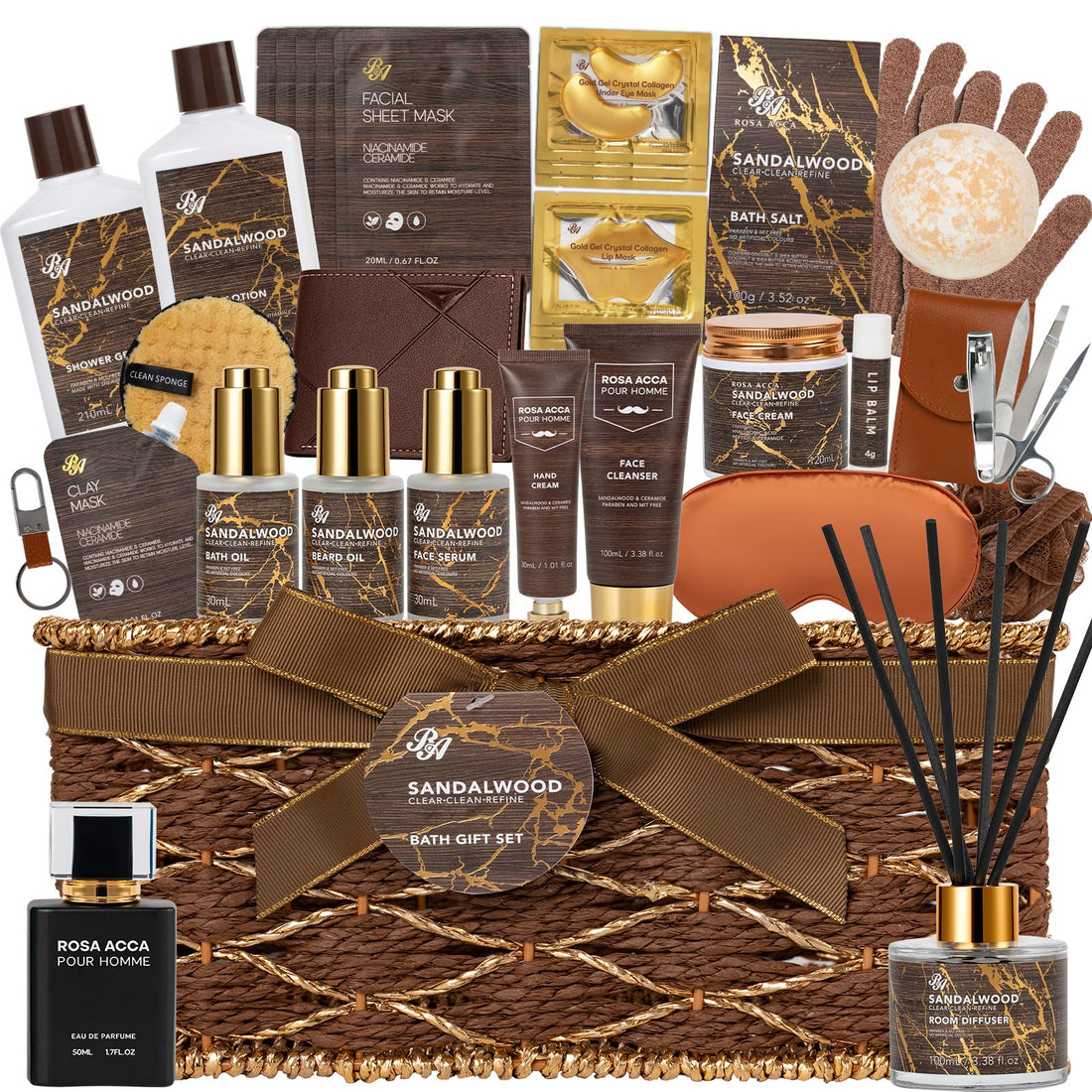 Gift Basket --35 Pcs Mothers Day - Gifts for Mom, Honey & Almond Bath & Body Gift Basket for Women, Face Skin Care Kit, Home Spa Basket Gift Set, Self-Care Gift Kit, Necklace, Birthday, Anniversary, Wife, TCoU Recommendations from Amazon Products